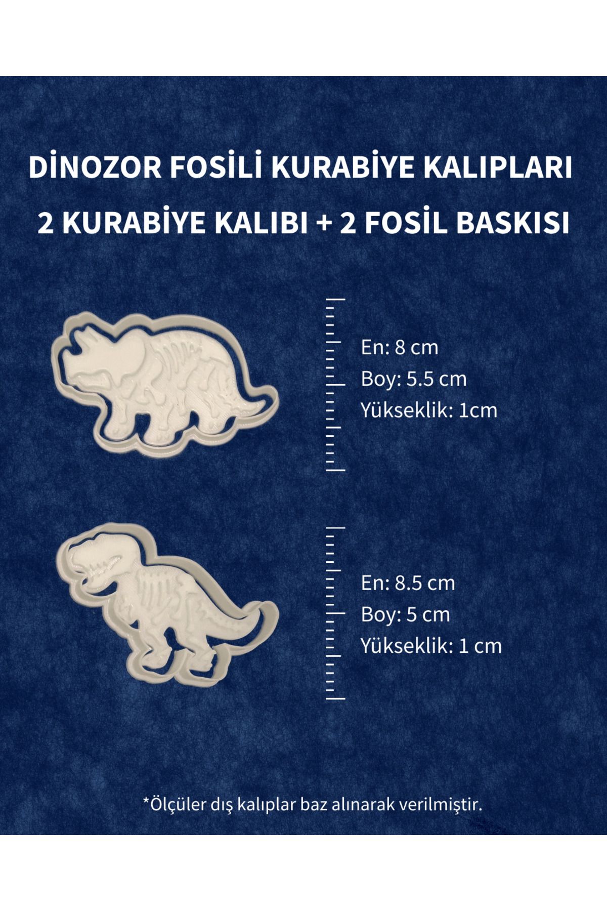 Montessori Dinozor Temalı Kurabiye Kalıbı – Fosil Damgası 4 Parça Çocuk Seti