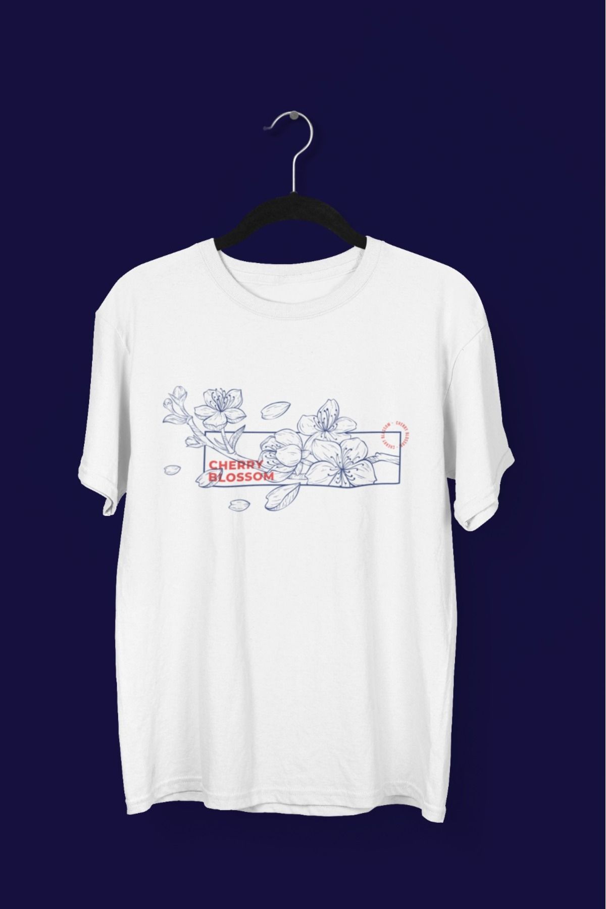 Butik KIZ/KADIN -CHERRY BLOSSOM- TRANSFER BASKILI YUVARLAK YAKA KISA KOL TİŞÖRT