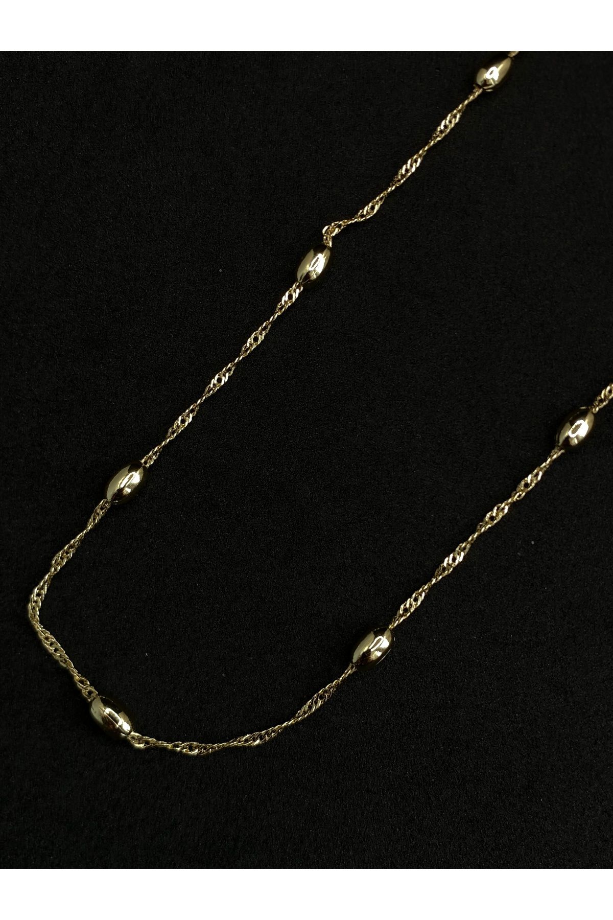Jiji Jewelery İnce Zincir Kuyumcu Kesim Dorika Model Altın Renk Paslanmaz Çelik Kolye