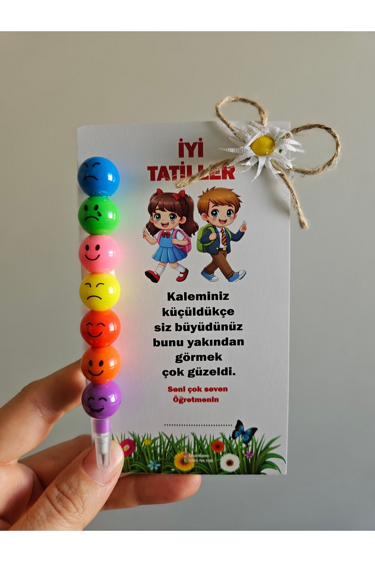 SOFT 25 Adet İyi tatiller temalı papatya süslü Karne Hediyesi