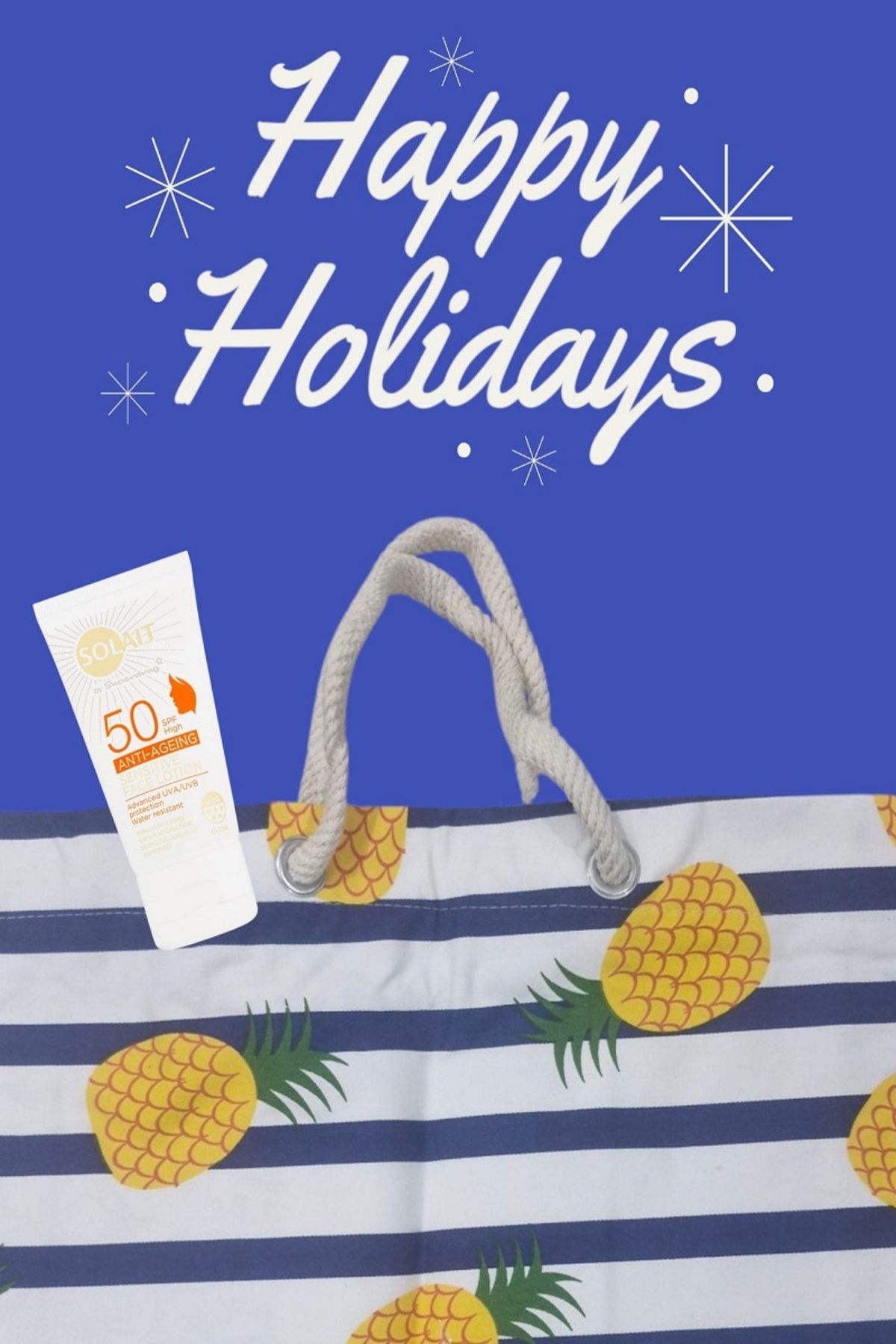 Solait Anti-Age Hassas Ciltler İçin Yüz Güneş Losyon SPF50 50 ml+Plaj Çantası SETİ