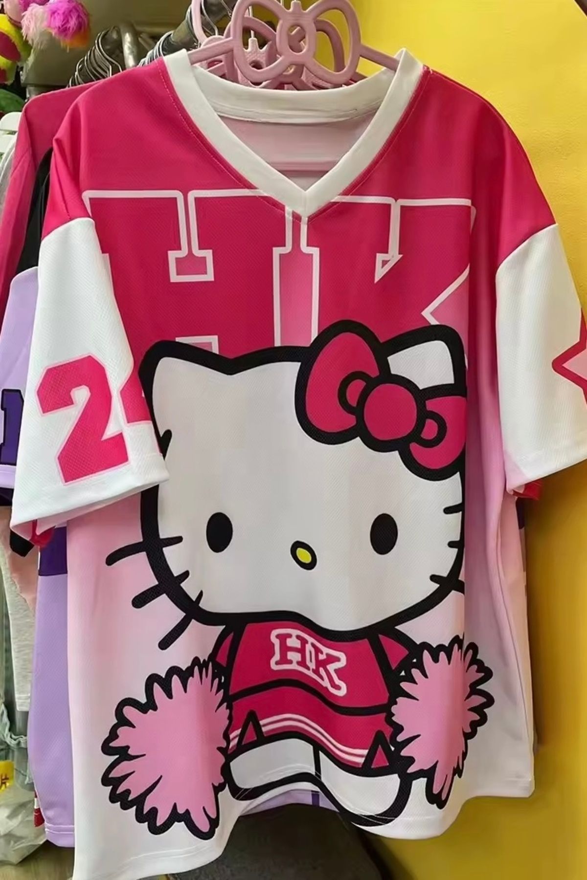 EFBUTİK Pembe V Yaka Hello Kitty Amigo Girls Jersey T-Shirt