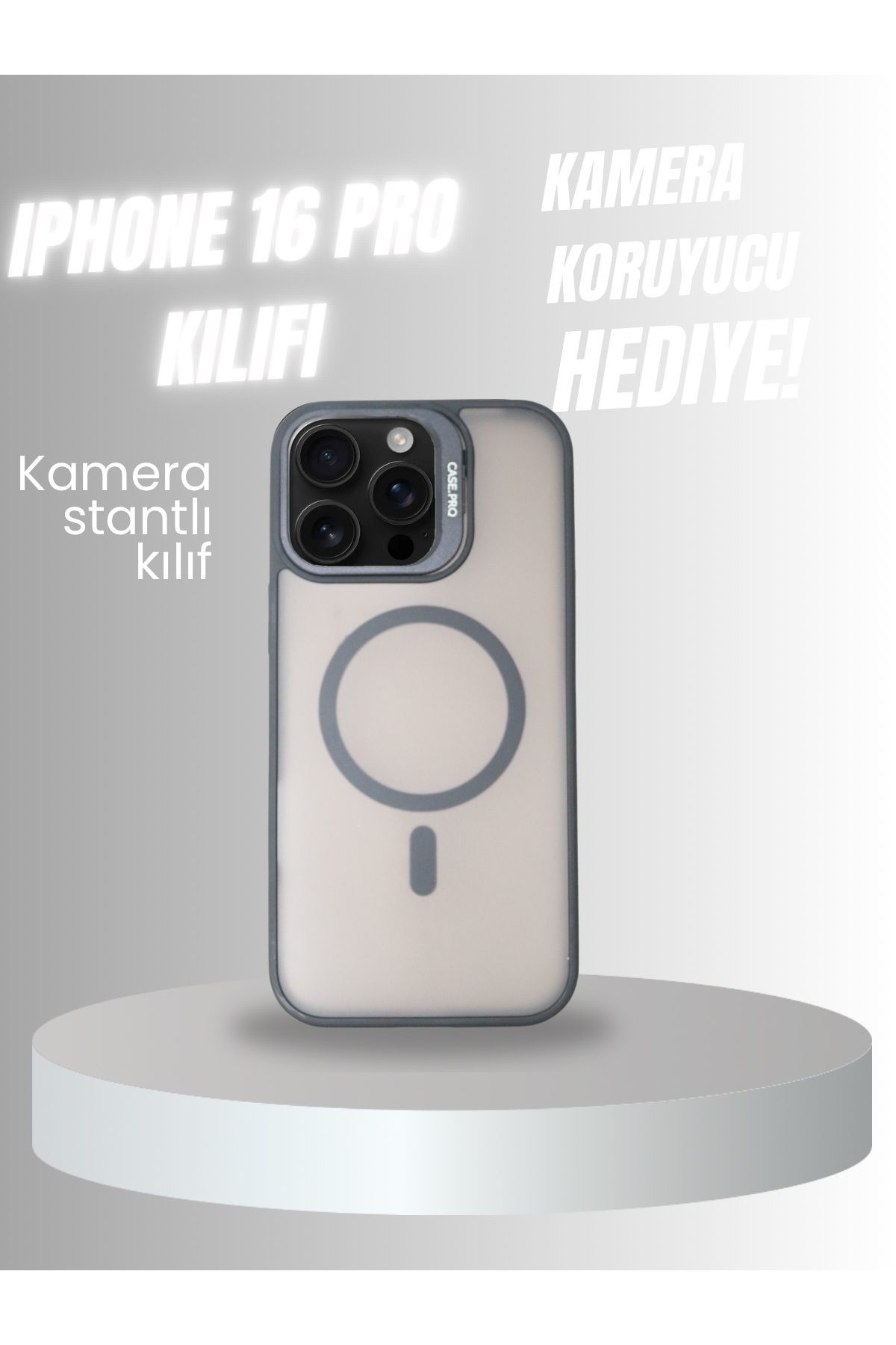 PERLA MOBILE IPHONE 16 PRO MAT SİYAH MEGA KAMERA KORUYUCULU KILIF
