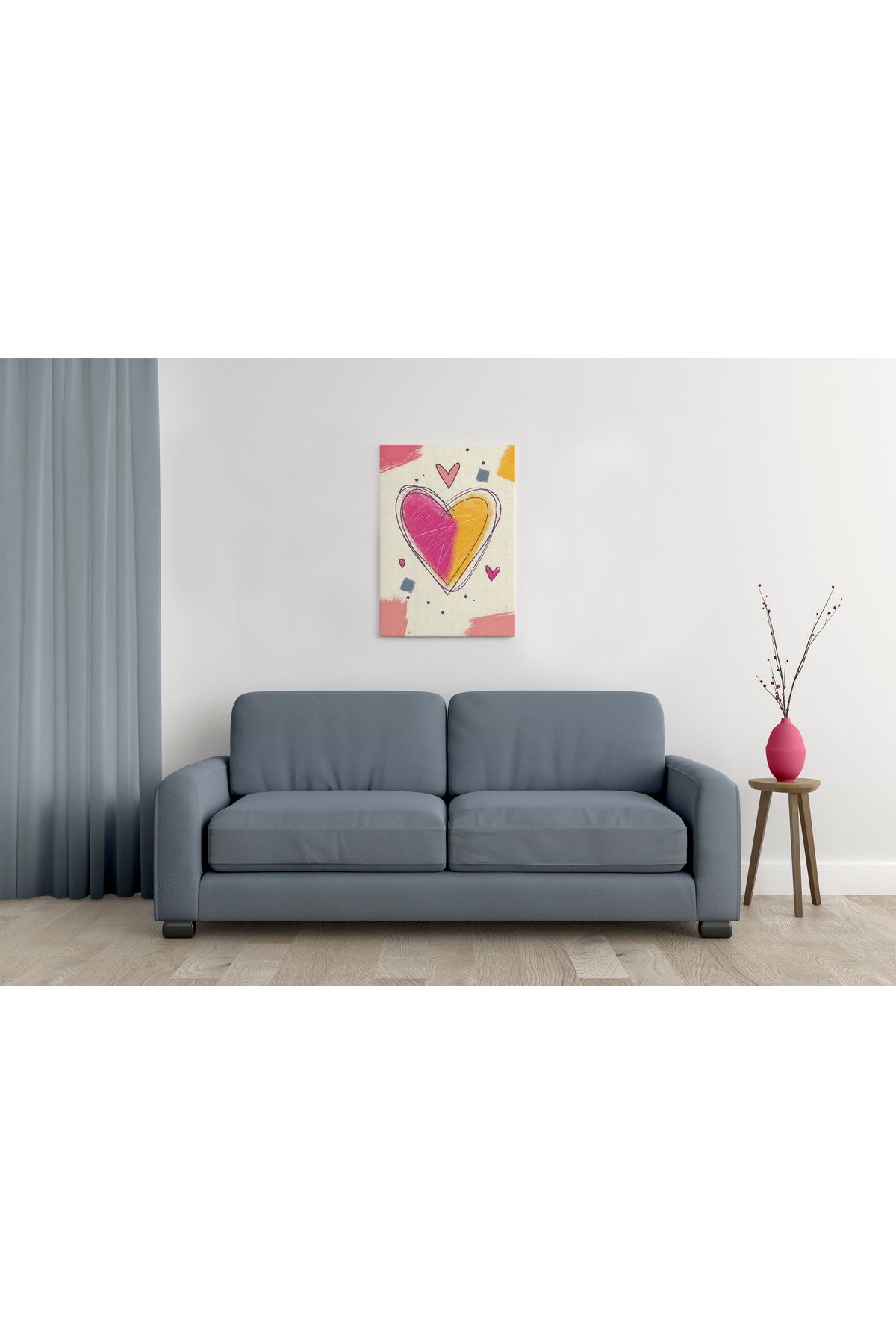 waspandhornet Kalp Motifli MDF Tablo