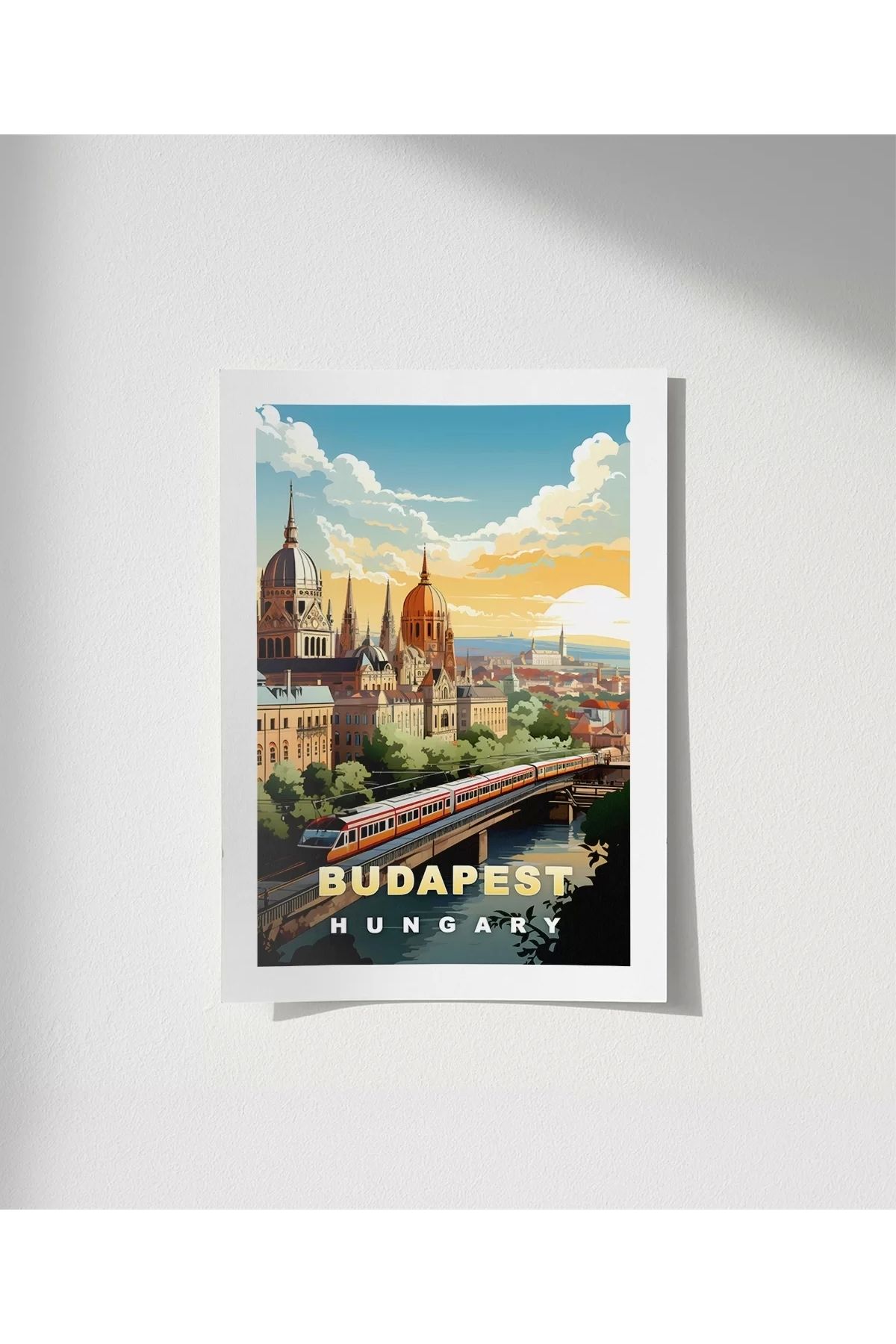 VOGLOO Çerçevesiz Poster Tuna Nehri Üzerinde Gün Doğumu