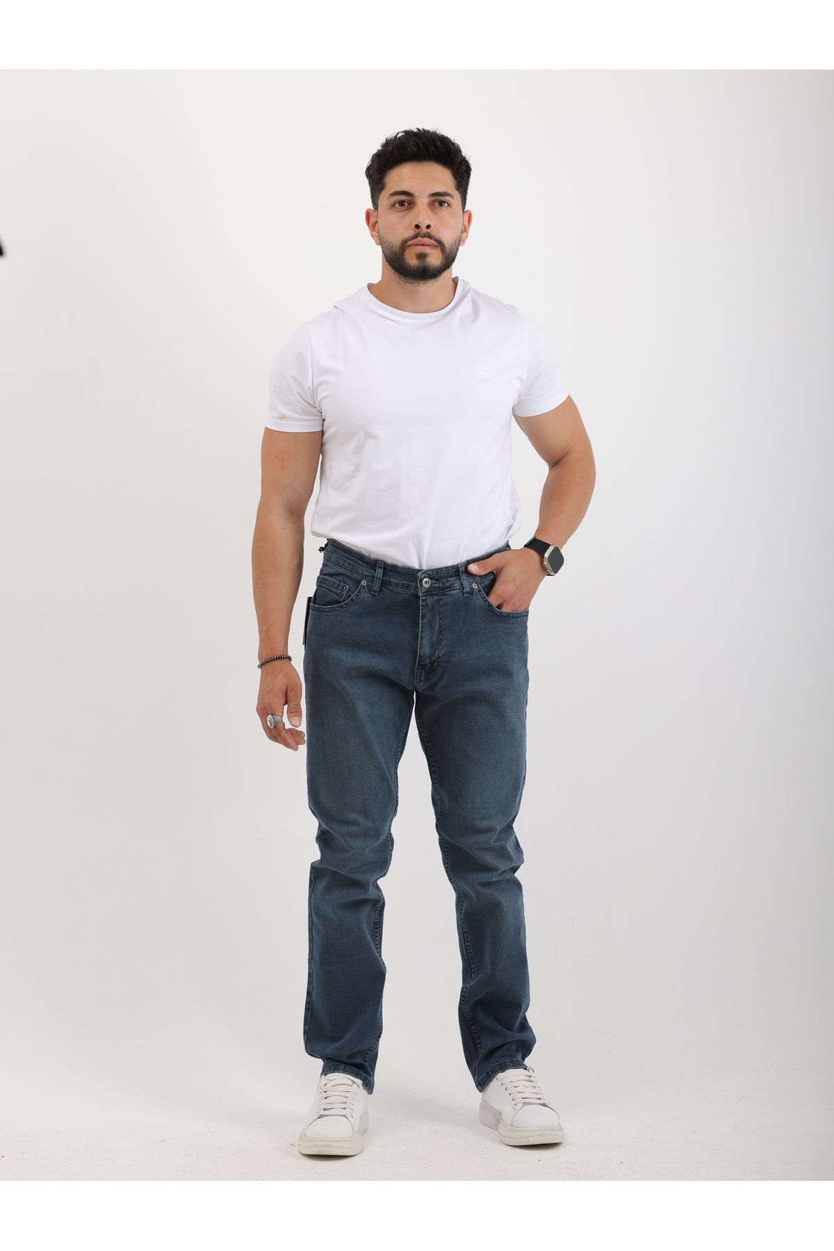 cliento Erkek Regular Fit Normal Bel Koyu Mavi Jean Pantolon