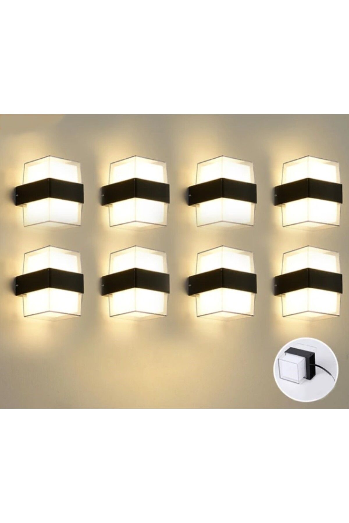 RRULTECH 8adet Duvar Lambası Modern Led Işık 12w 3200k Gün Işığı Su Geçirmez Aplik Iç&dış Mekan Aydınlatma