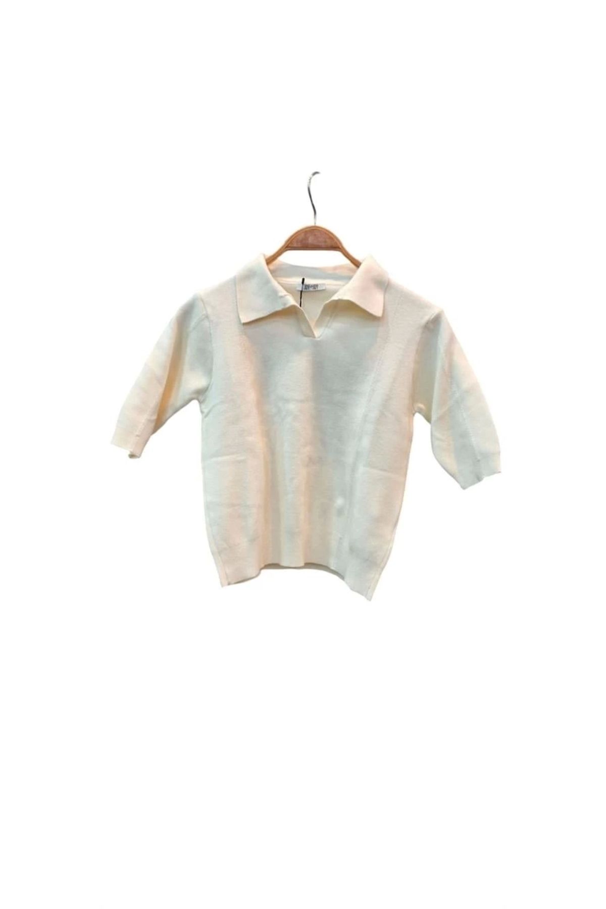 Lale Moda Yarım Kollu Yün Polo Yaka Kadın Bluz