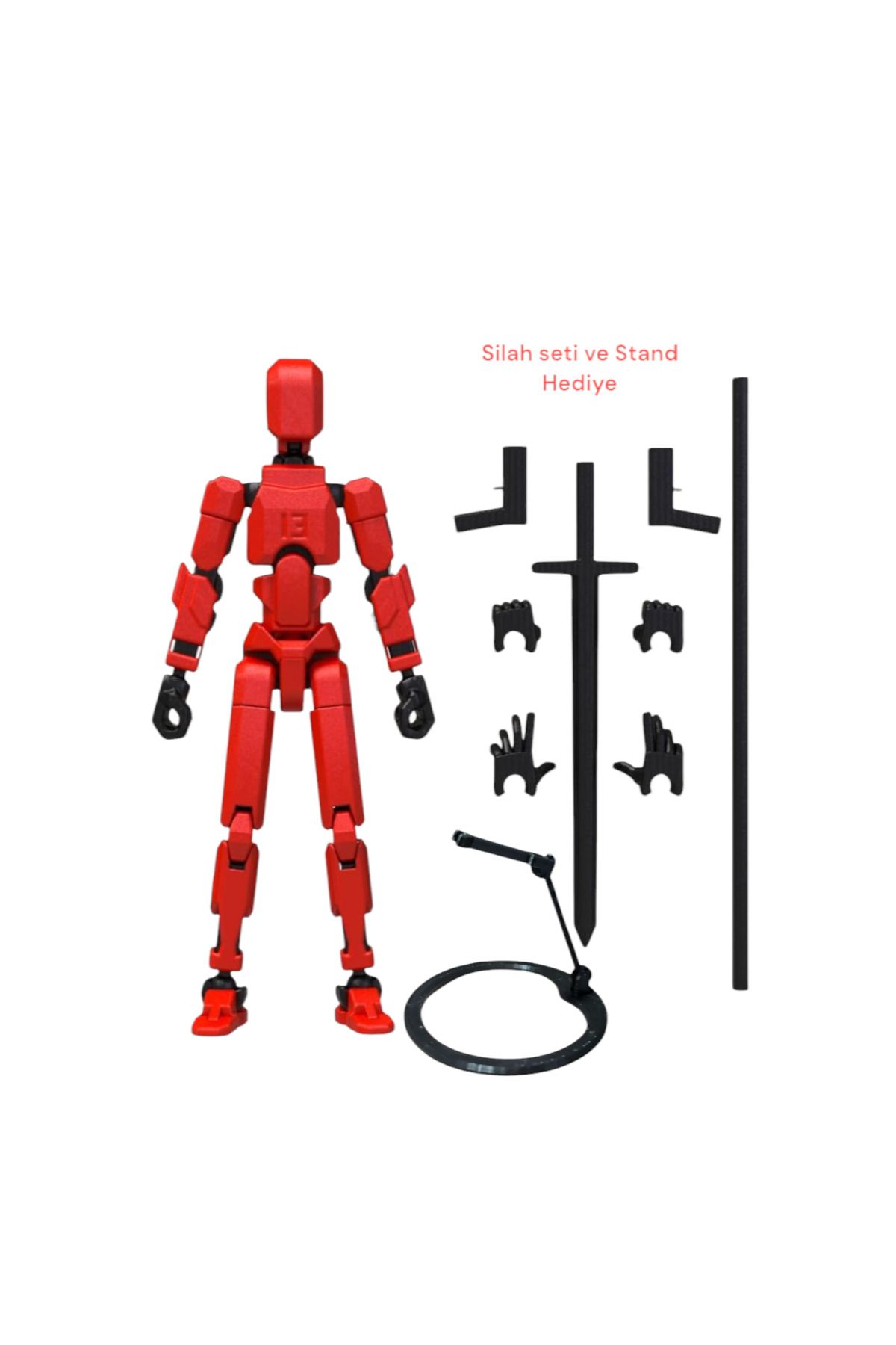 3boyutcraft Dummy13 Aksiyon Figür - Kırmızı -Silah Seti + Stand