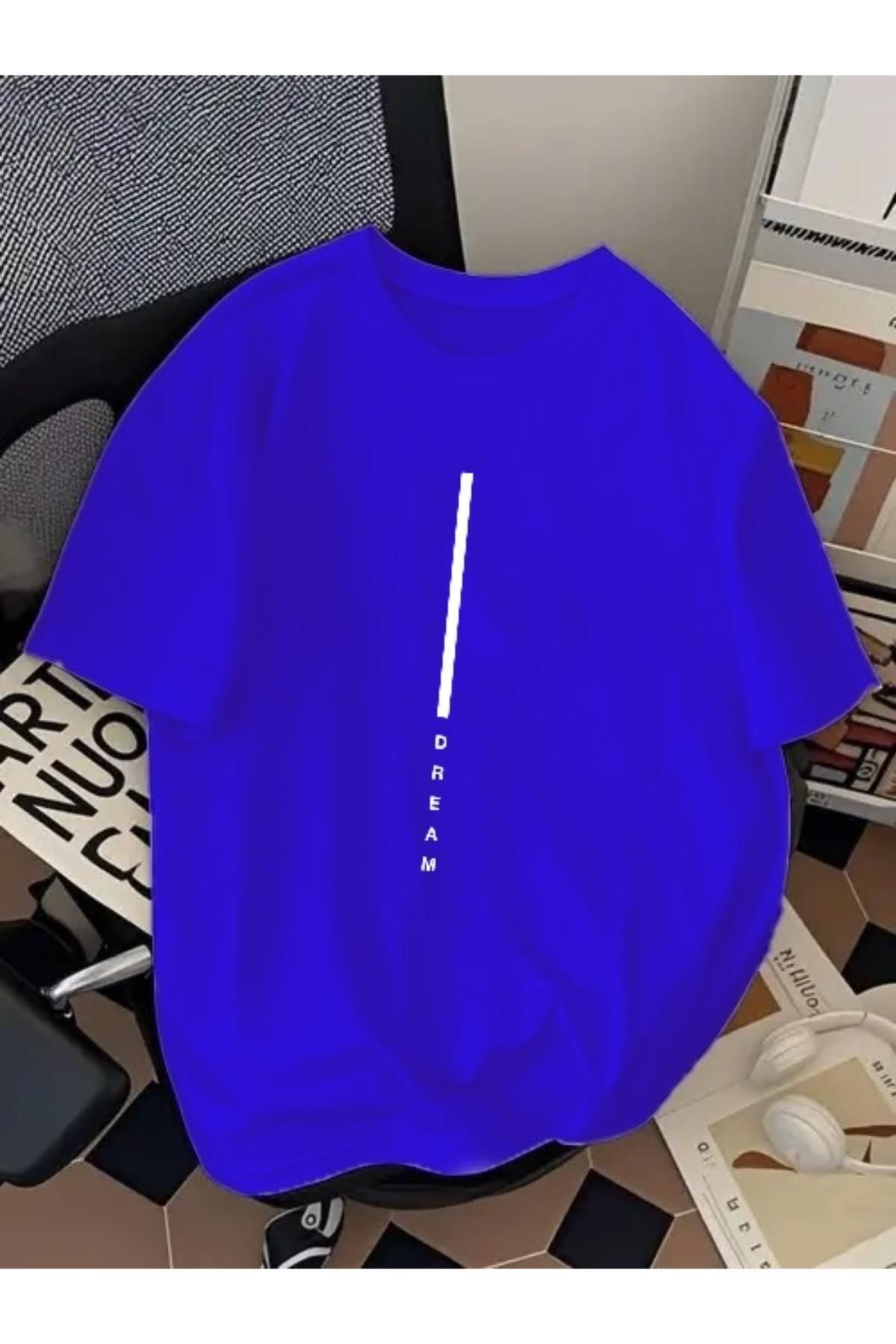 EQİ Dream Beyaz Çizgi Baskılı Oversize T-Shirt