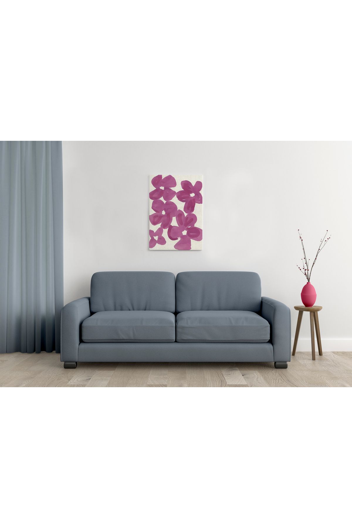 waspandhornet Mor Çiçekler Desenli MDF Tablo