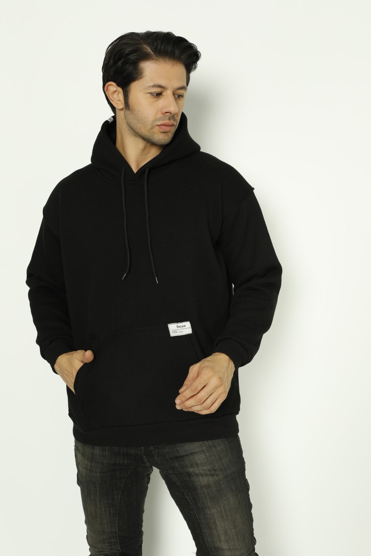 Focus Oversize Focus Baskılı Oversize Kapüşonlu Sweatshirt