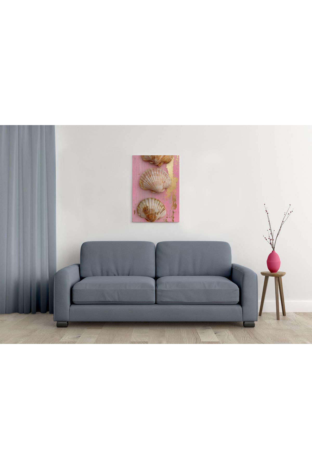 waspandhornet Deniz Kabukları Temalı Vintage MDF Tablo