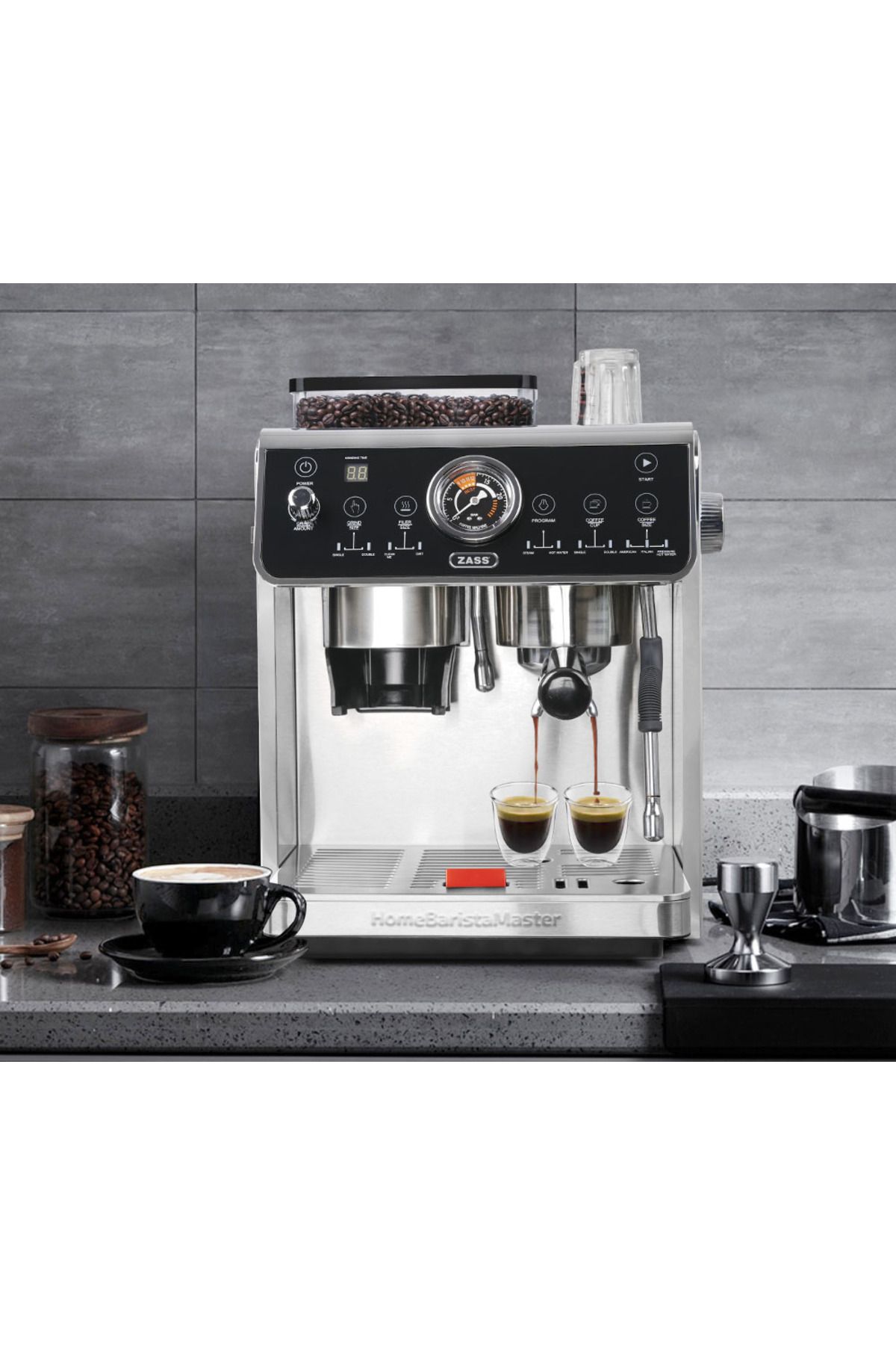 Zass-Semi-professional espresso coffee machine ZASS Pro Line ZEM 11, 2800W Touch LED display 20 bar 2.7 L 7