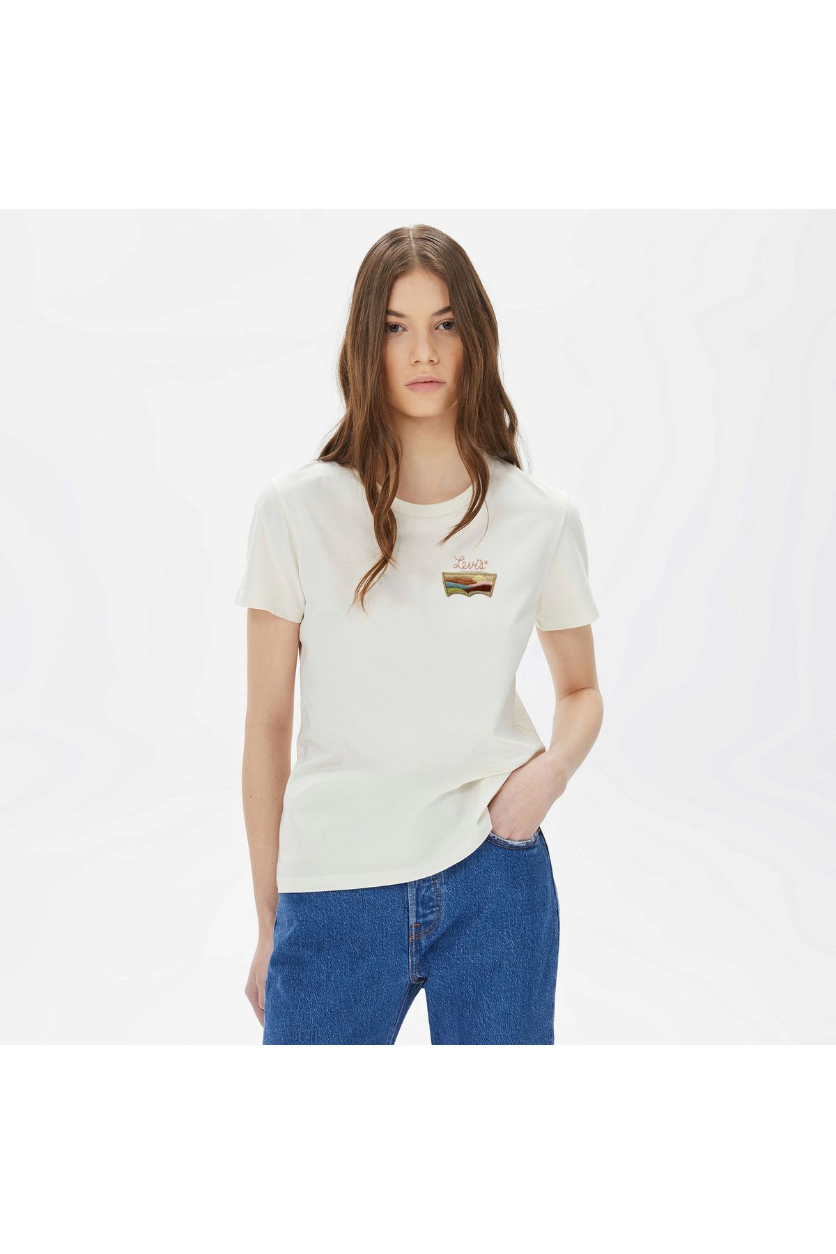 Levi's KADIN ÇÖL DESENLİ BİSİKLET YAKA T-SHİRT A2086-0381