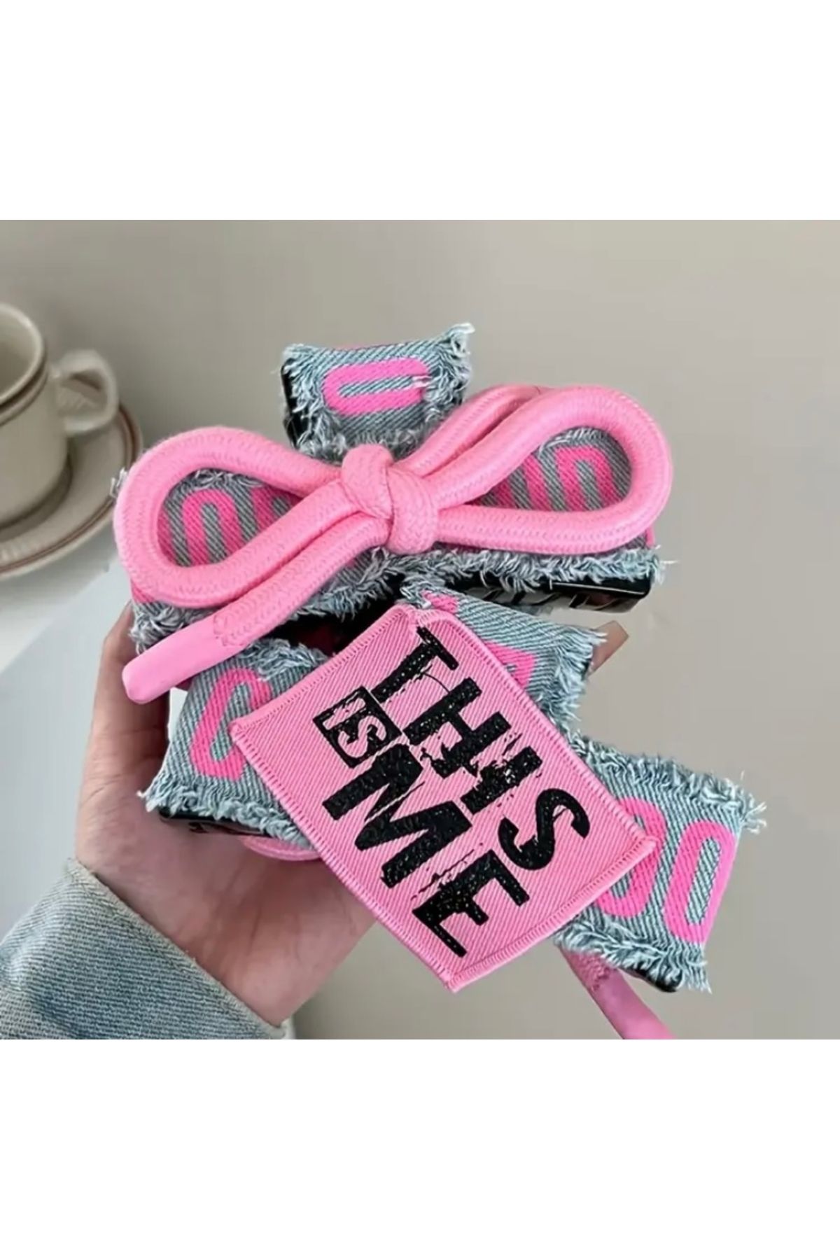 Accessories Vanilla Avenue Gül Pembe Kot Mavisi Yazı Mottolu Günlük Kullanım Kadın Saç Tokası 1 Adet