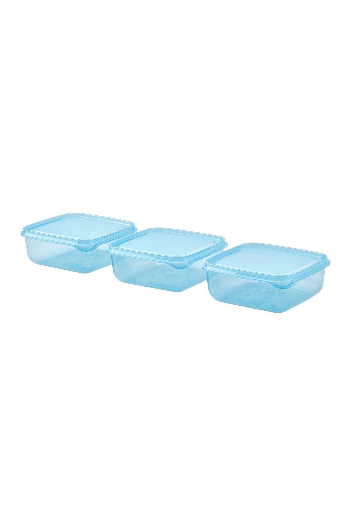 IKEA Pruta Plastik Saklama Kabı Seti Mavi 0,6 Lt 3 Parça
