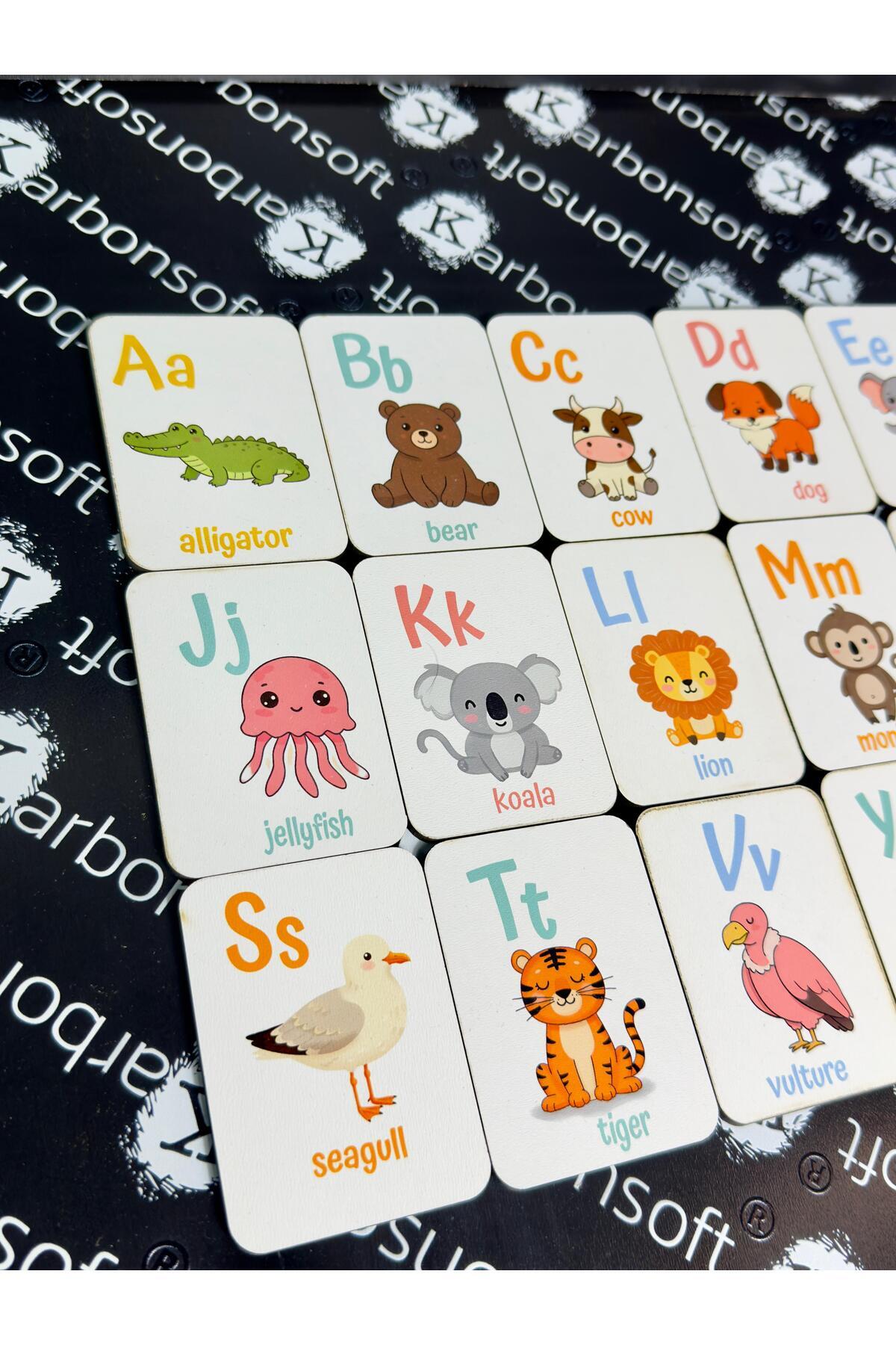 karbonsoft Ahşap Ingilizce Alfabe Kartları - Alfabe Ingilizce Eğitim Seti Ingilizce Öğrenme Kartları Montessori fotoğrafı 4 (önizleme)
