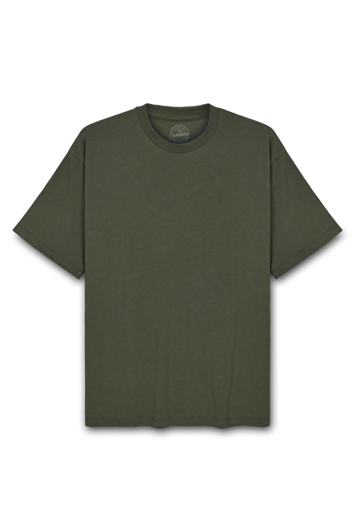 COMBİNE MİCHAİL Erkek %100 Organik Pamuklu Kalın Dokulu Comfort Fit Bisiklet Yakalı Haki T-shirt