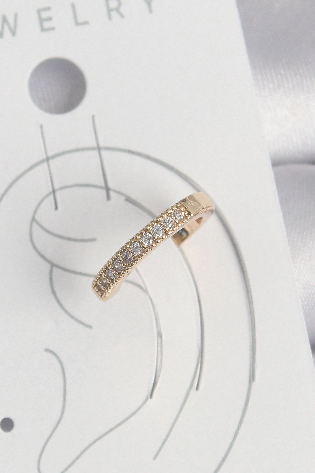 lumossia Pirinç Gold Renk Zirkon Taşlı Kadın Kıkırdak Küpe