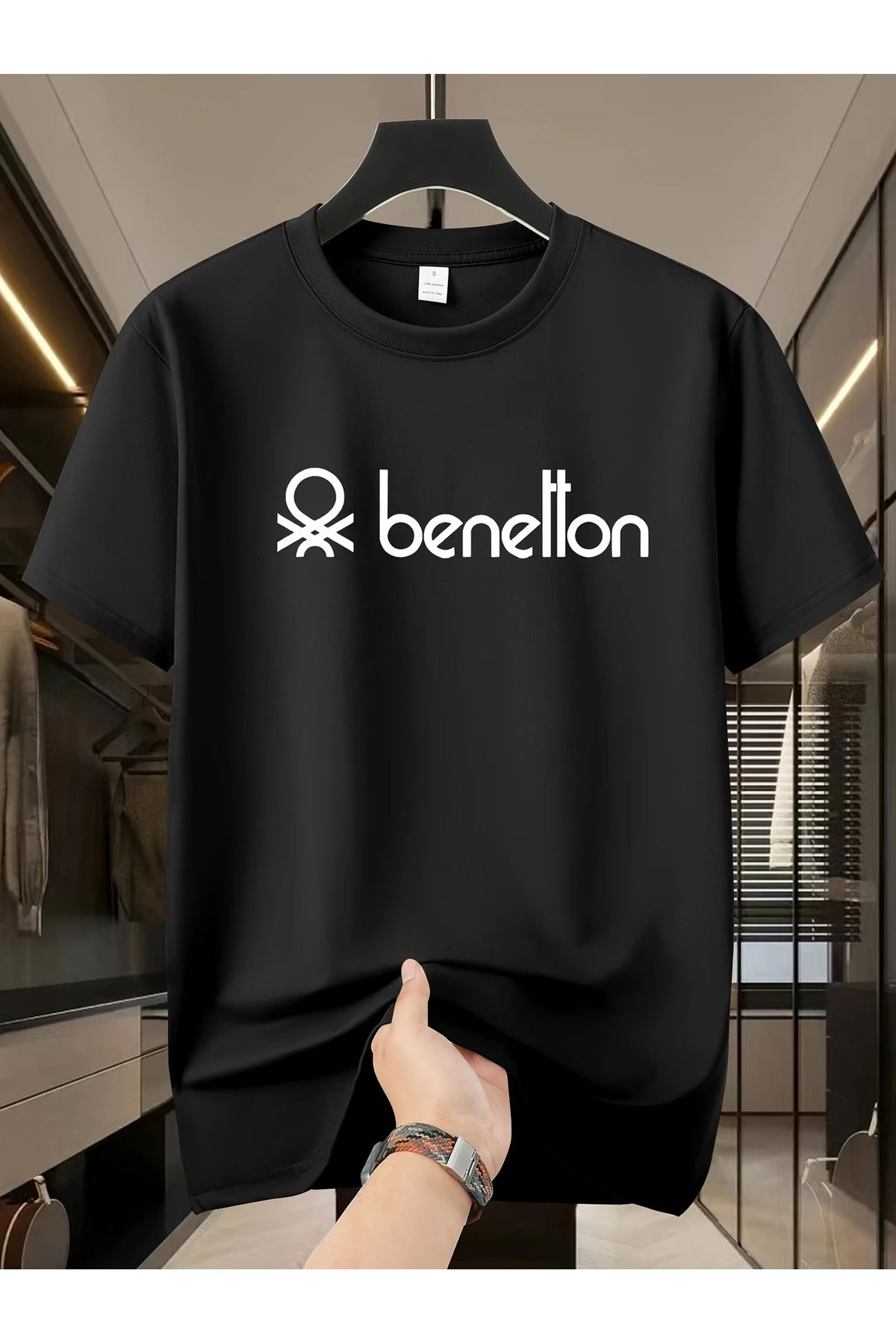 İnazuma Outdoors Unisex Oversize Baskılı Pamuklu Bisiklet Yaka Kısa Kollu SİYAH T-shirt Bettonx