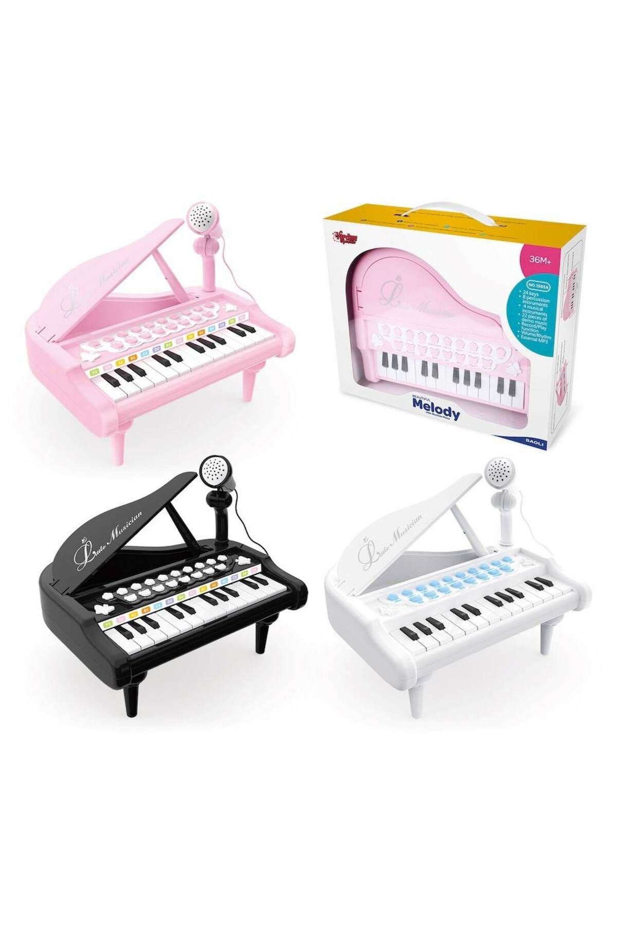 VARDEM OYUNCAK Mikrafonlu mini piano 24 Tuşlu MP3 Çalar ( renk belirtiniz )