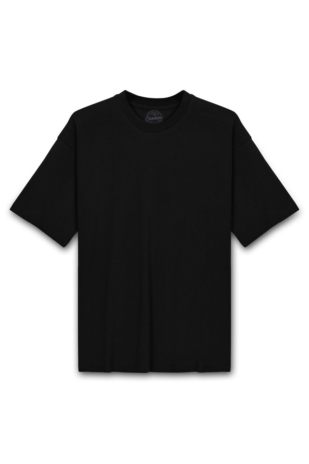 COMBİNE MİCHAİL Erkek %100 Organik Pamuklu Kalın Dokulu Comfort Fit Bisiklet Yakalı Siyah T-shirt