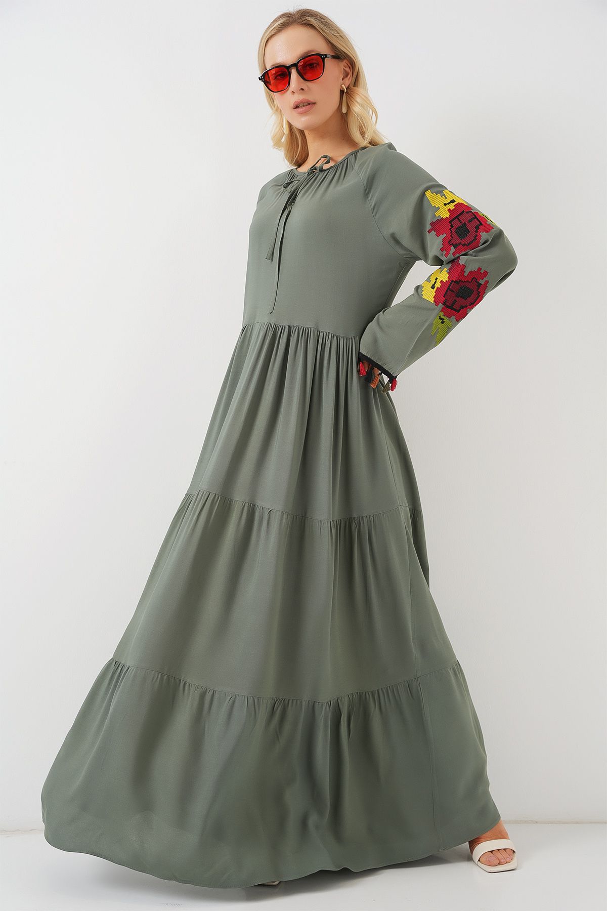 Bigdart-Langes besticktes Kleid 2534 - Khaki 4