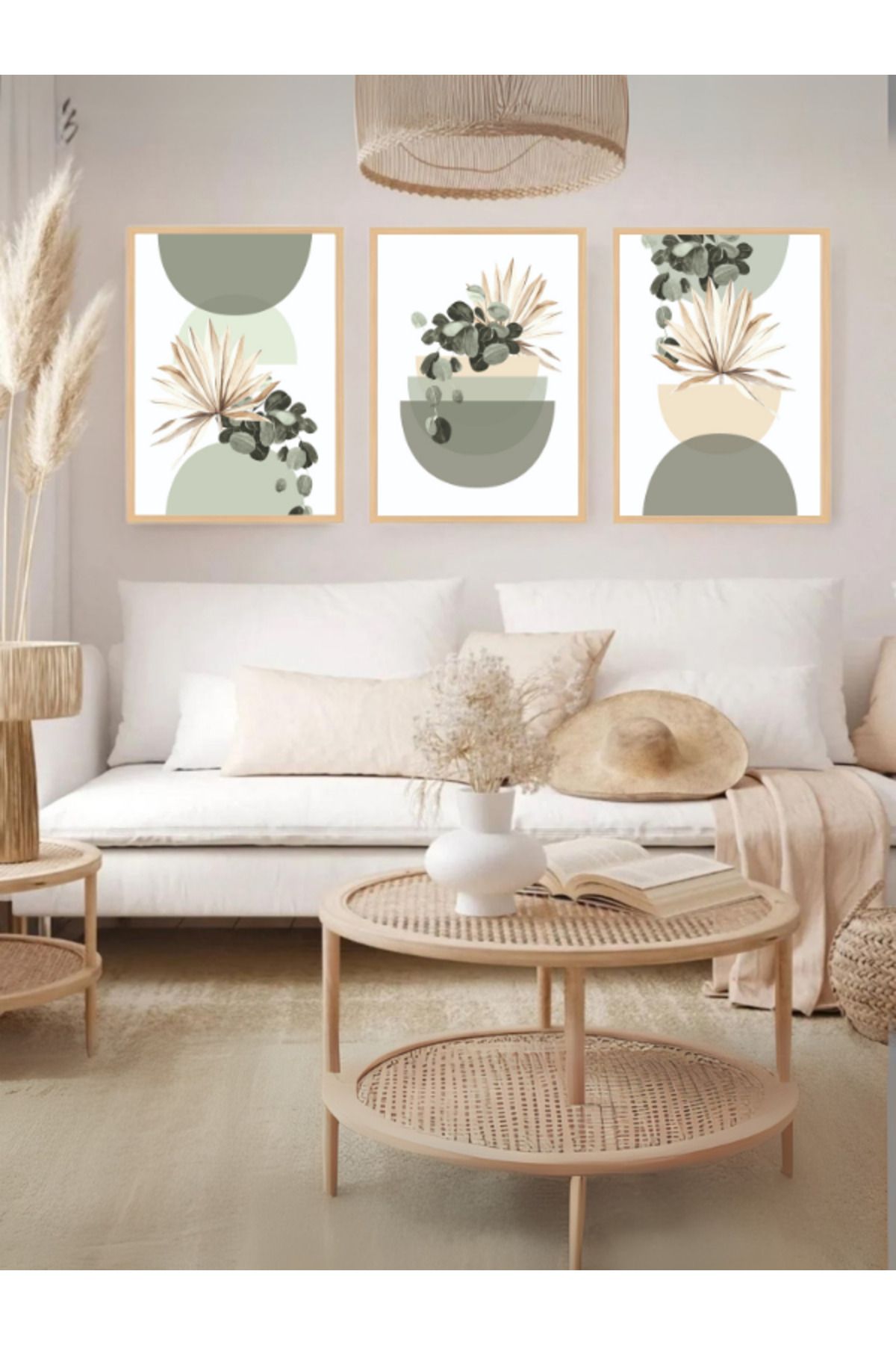 Tuba Decor 3 Parça Ahşap Çerçeve Görünümlü MDF Poster Tablo Seti