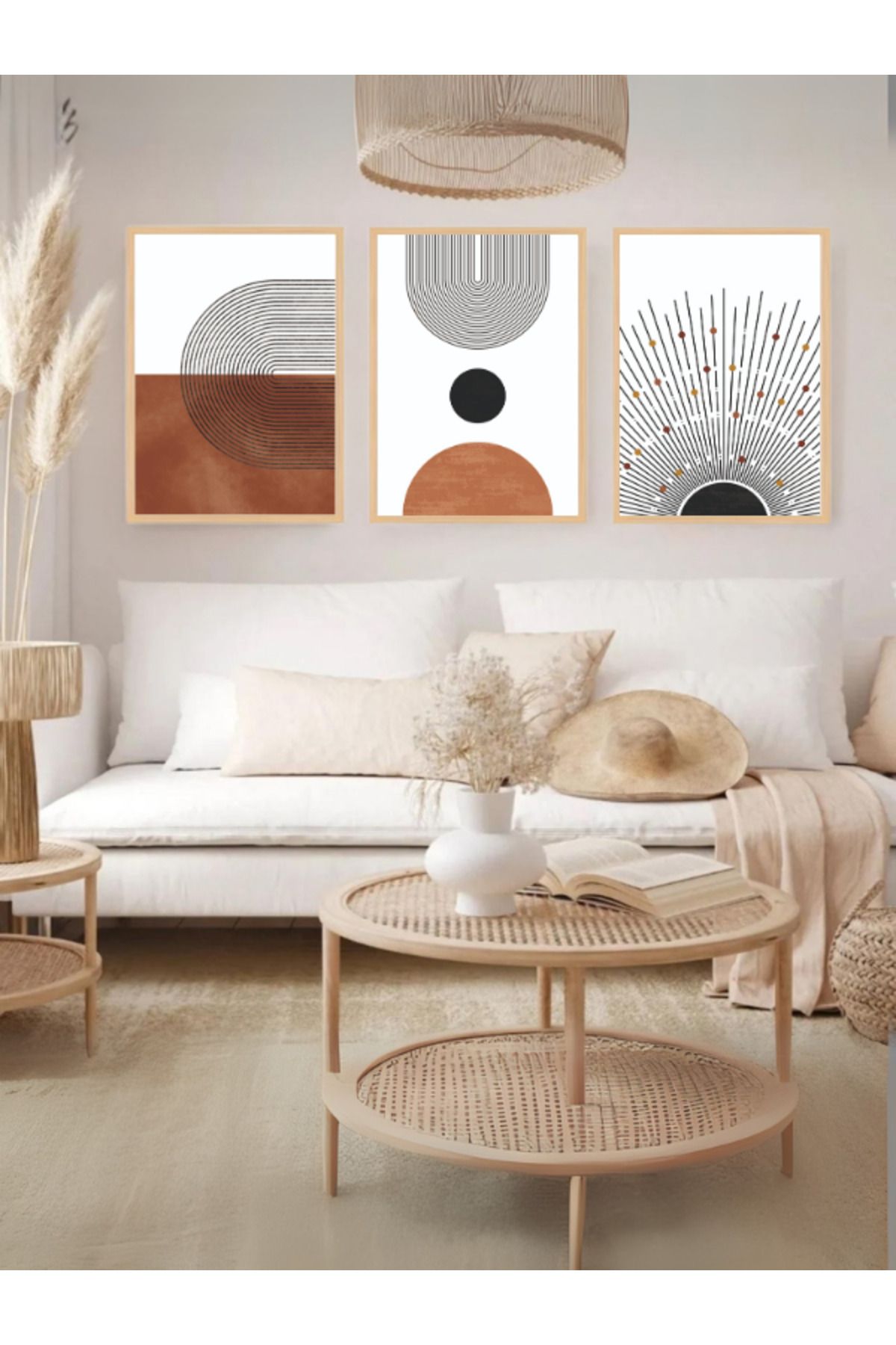 Tuba Decor 3 Parça Ahşap Çerçeve Görünümlü MDF Poster Tablo Seti