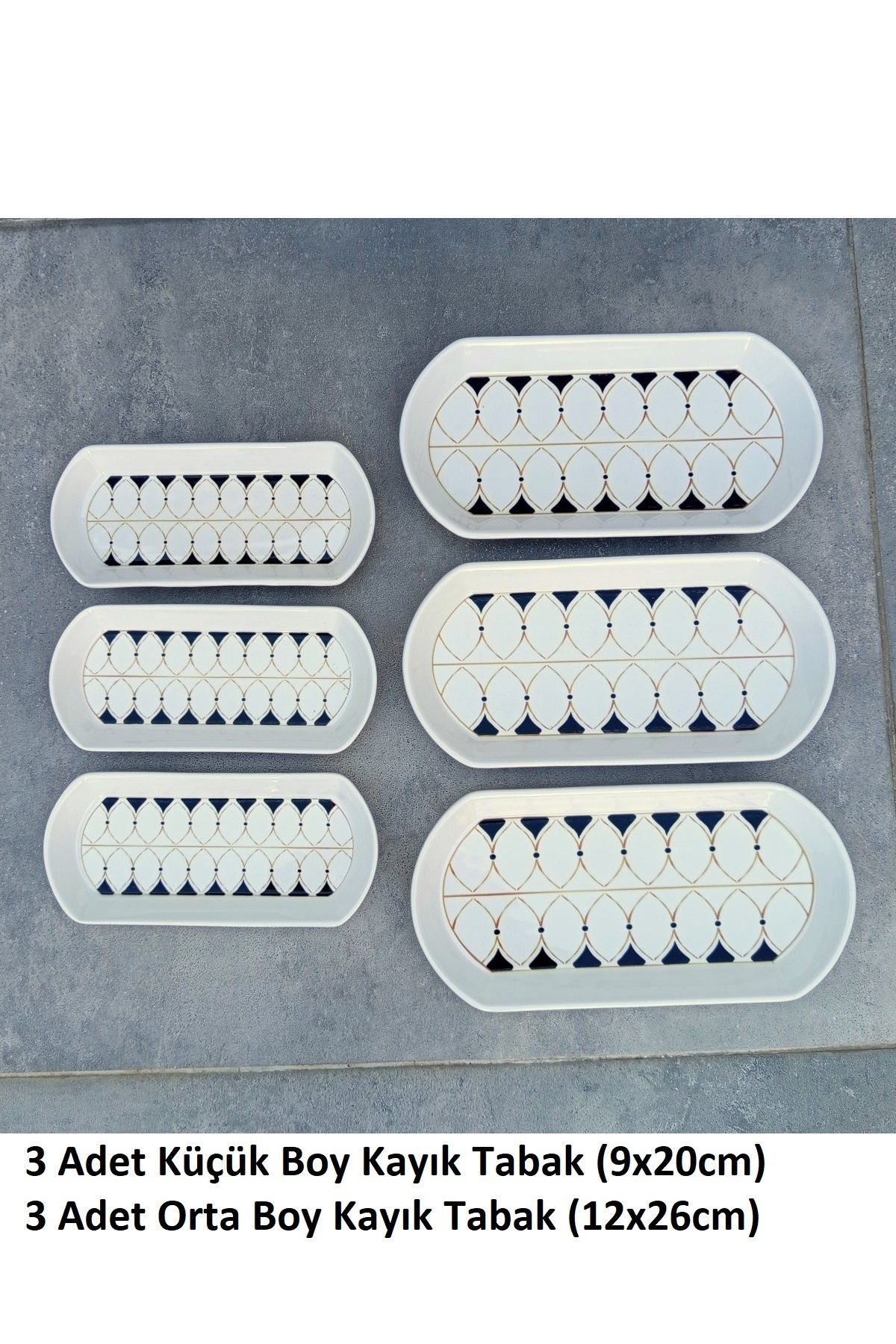 Pinkev 6lı Set 2 Boy Seramik Oval Kayık Tabak