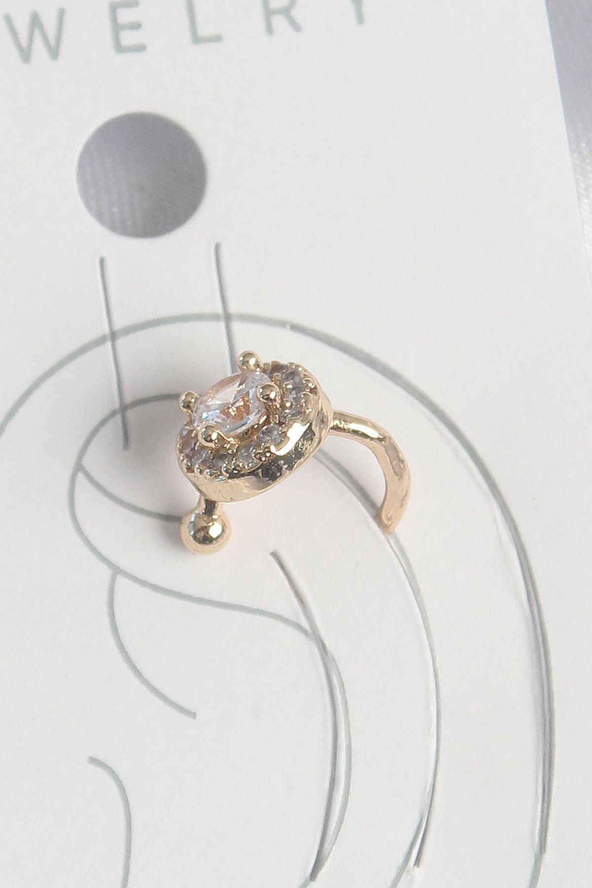 lumossia Pirinç Gold Renk Zirkon Taşlı Kadın Kıkırdak Küpe