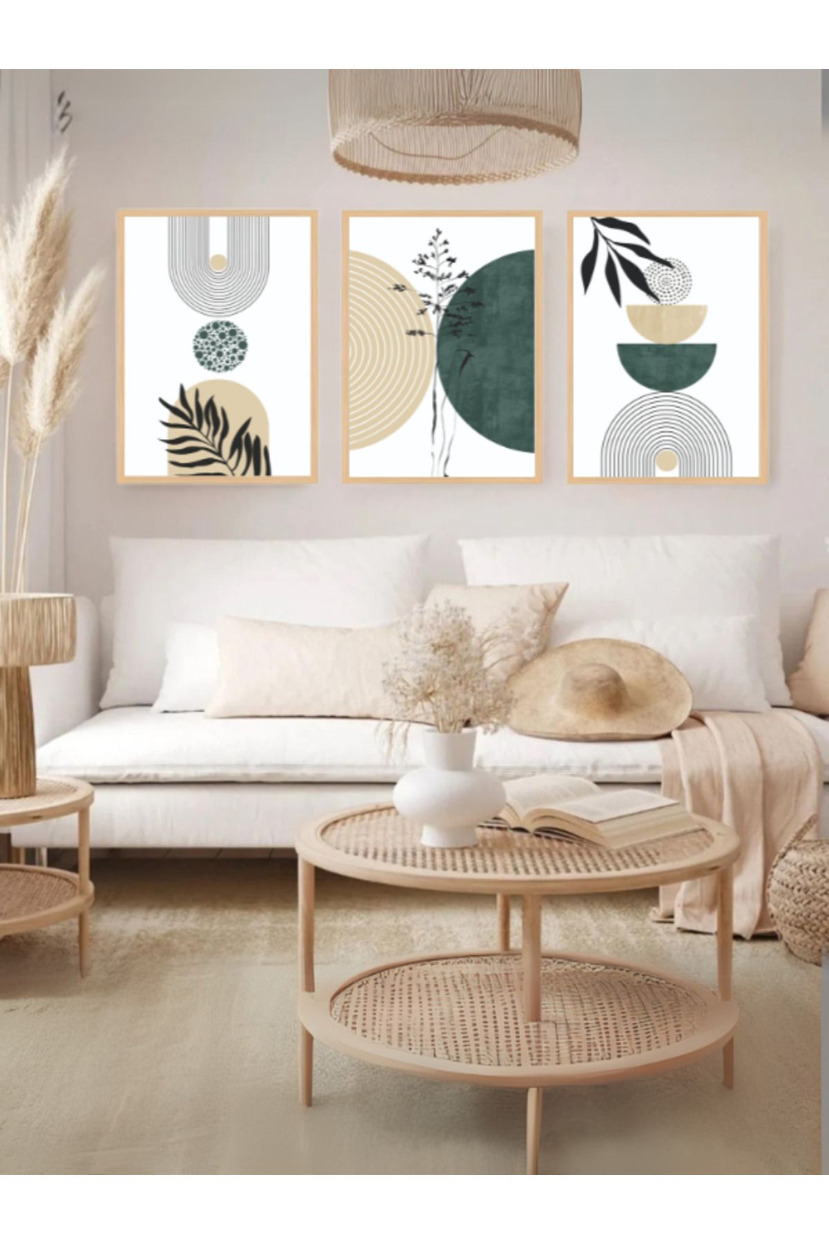 Tuba Decor 3 Parça Ahşap Çerçeve Görünümlü MDF Poster Tablo Seti