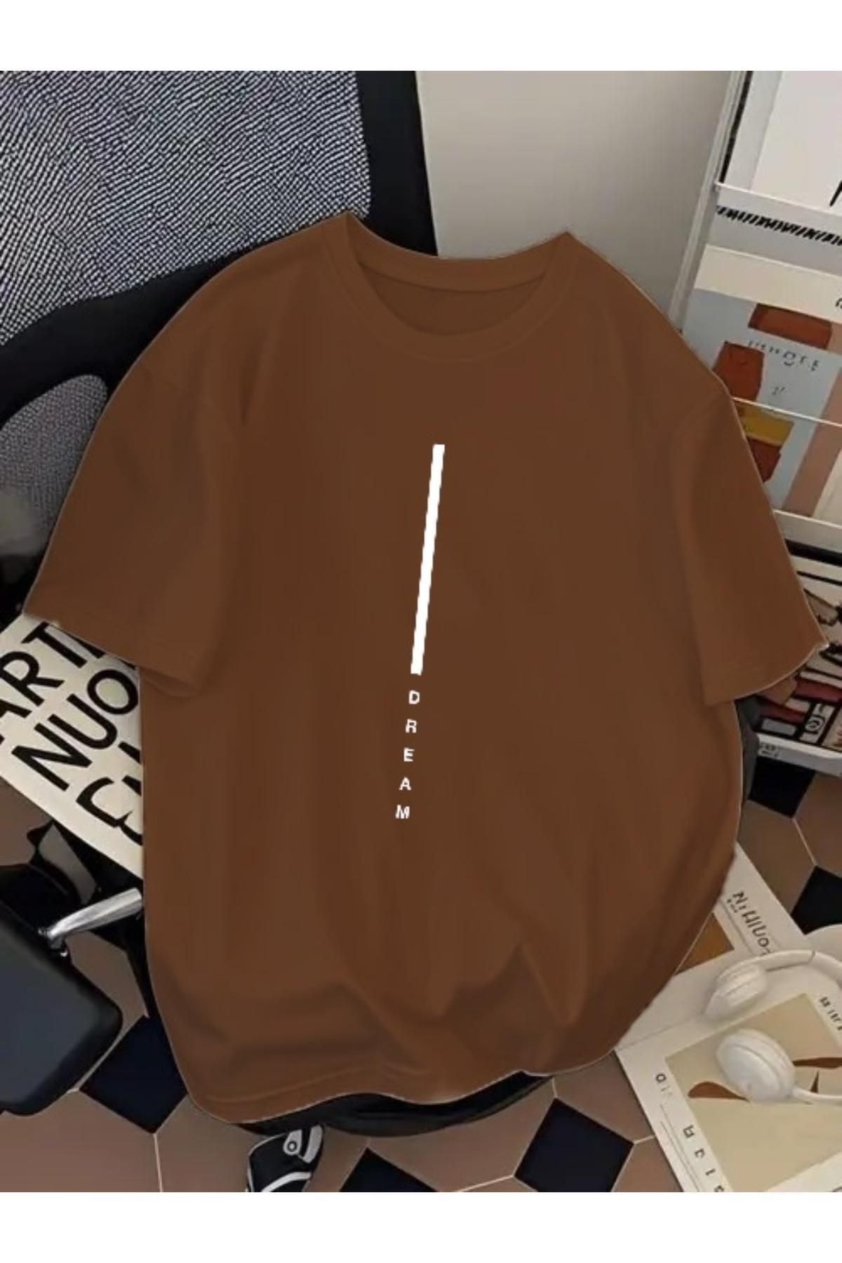 EQİ Dream Beyaz Çizgi Baskılı Oversize T-Shirt