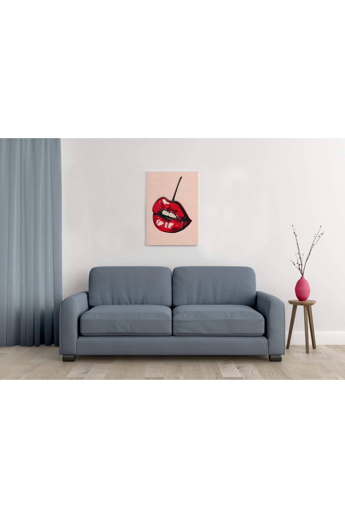 waspandhornet Kırmızı Dudaklar MDF Tablo