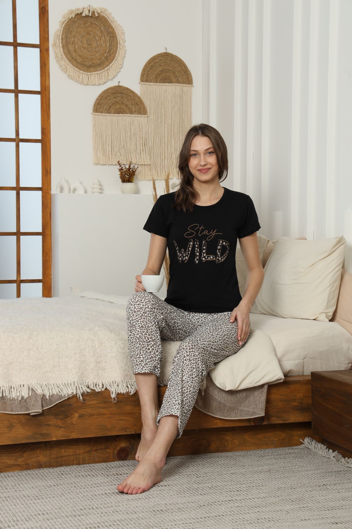 LİLA İÇ GİYİM Süprem Kısa Kol Pijama Takımı
