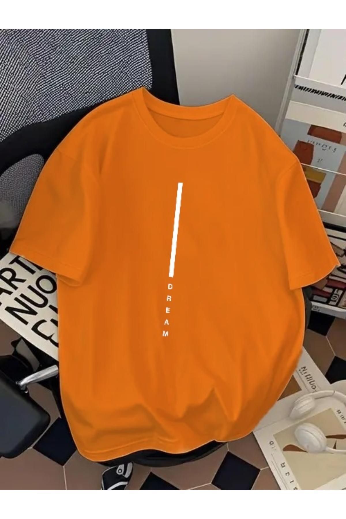 EQİ Dream Beyaz Çizgi Baskılı Oversize T-Shirt