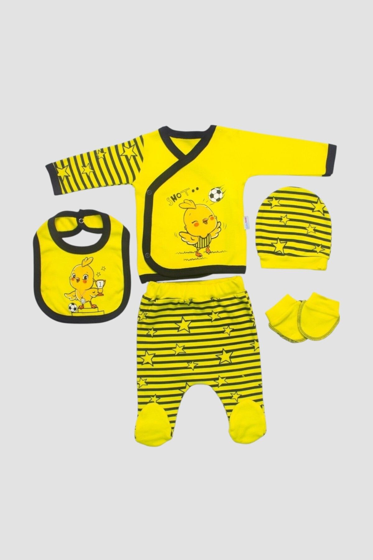 MINNOOSH BABY Yeni Doğan Bebek Taraftar Zıbın Takımı 5 Parça %100 Pamuk