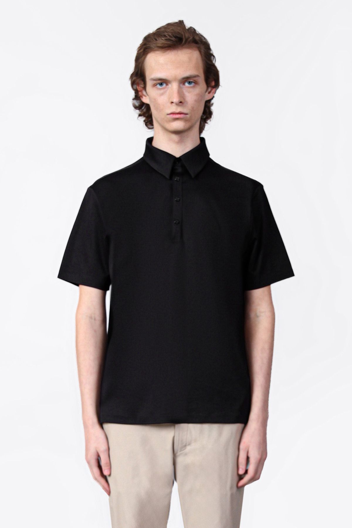 Isaora % 100 Pamuk Regular Fit Polo Yaka T Shirt Erkek POLO YAKA T SHİRT ISR3303 BLCK