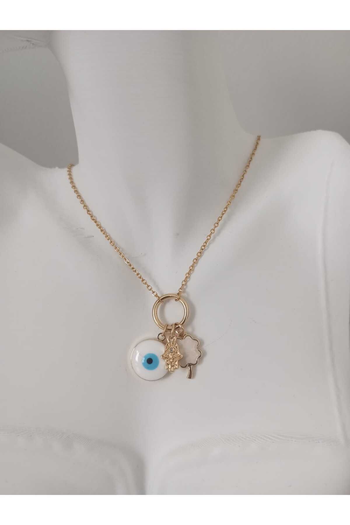 sessjewelry Charm nazar boncuk detay çelik kolye