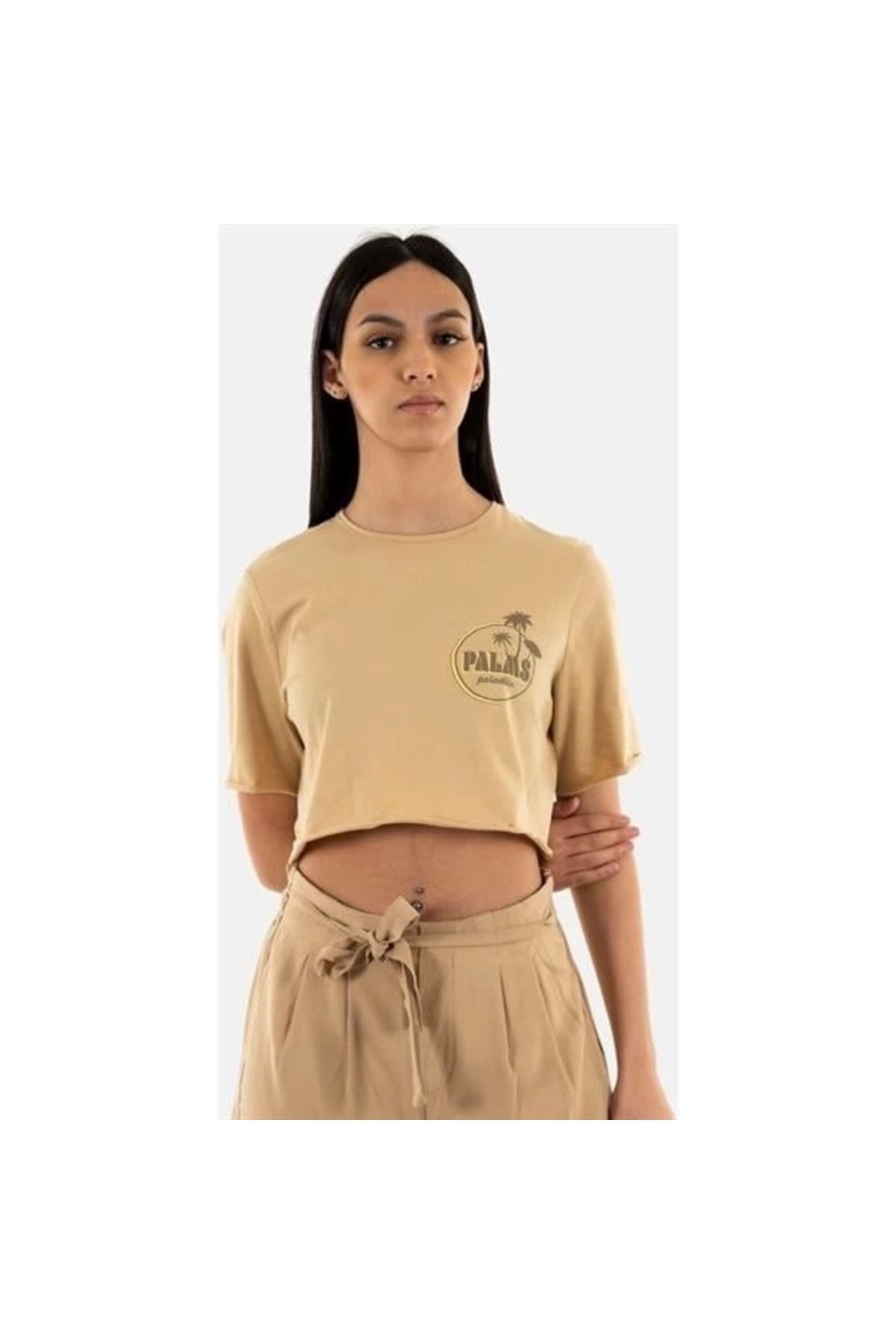 Lale Moda Baskılı Crop T-Shirt