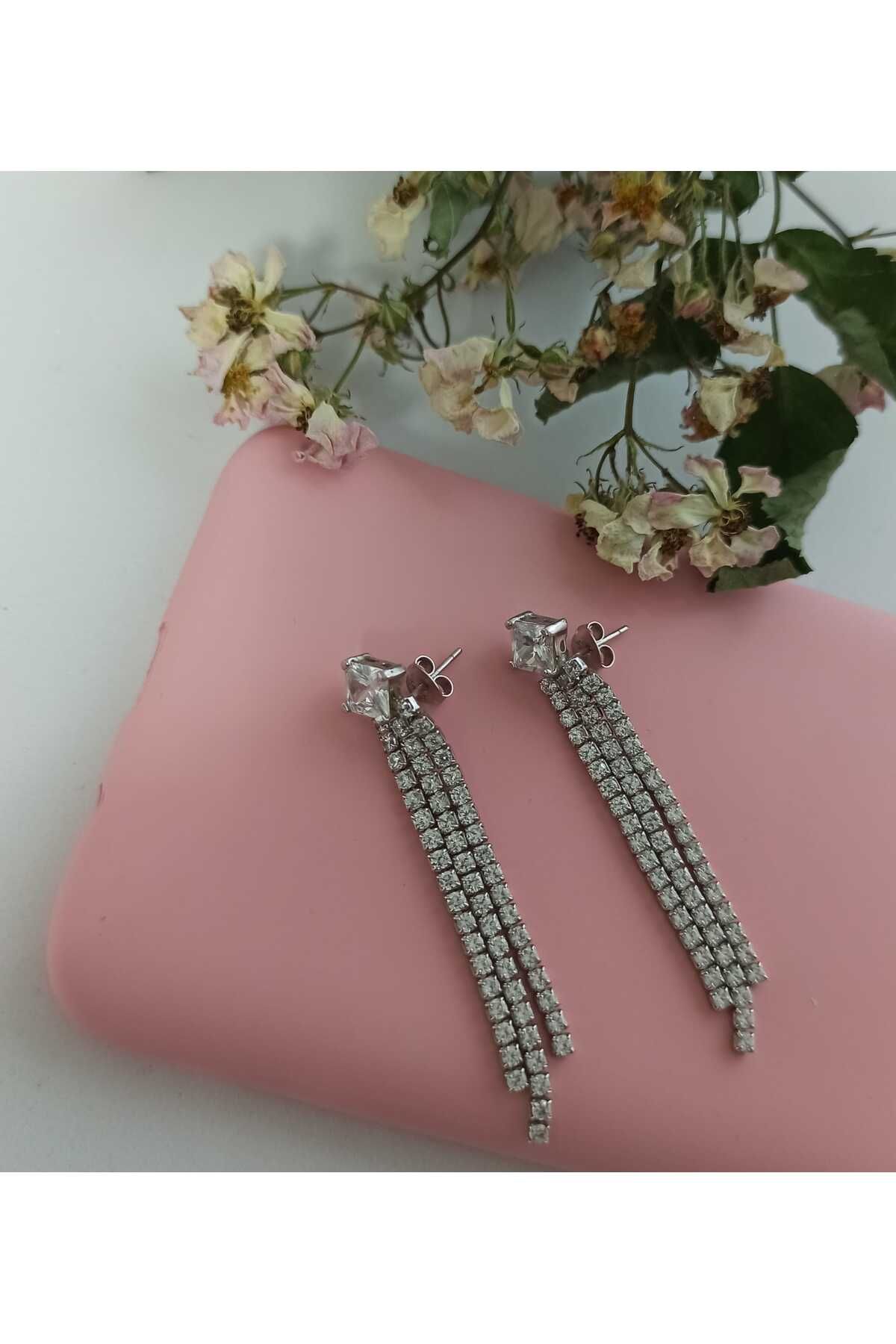 Simge Gümüş 925 Ayar Gümüş Su Yolu Küpe Ebatı 5 cm