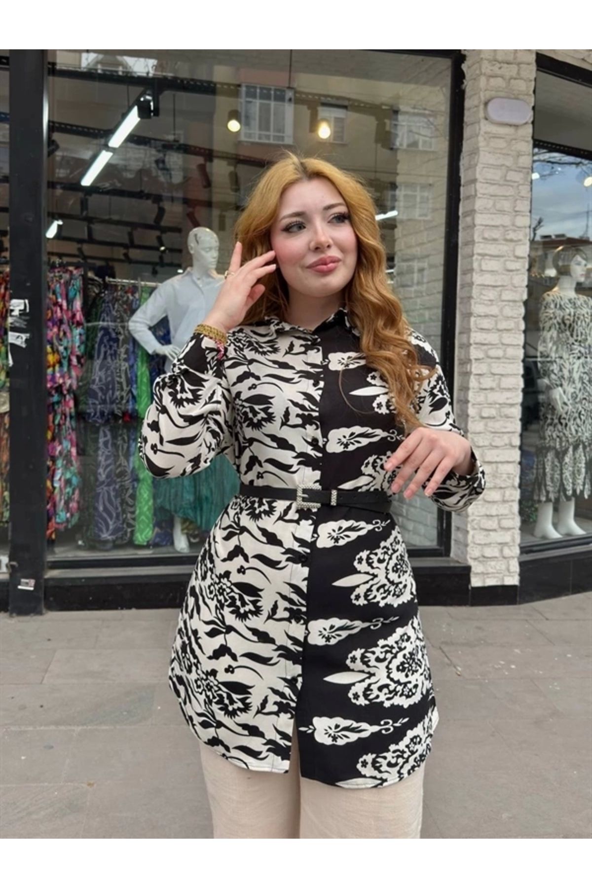 Lale Moda Desenli tunik gömlek
