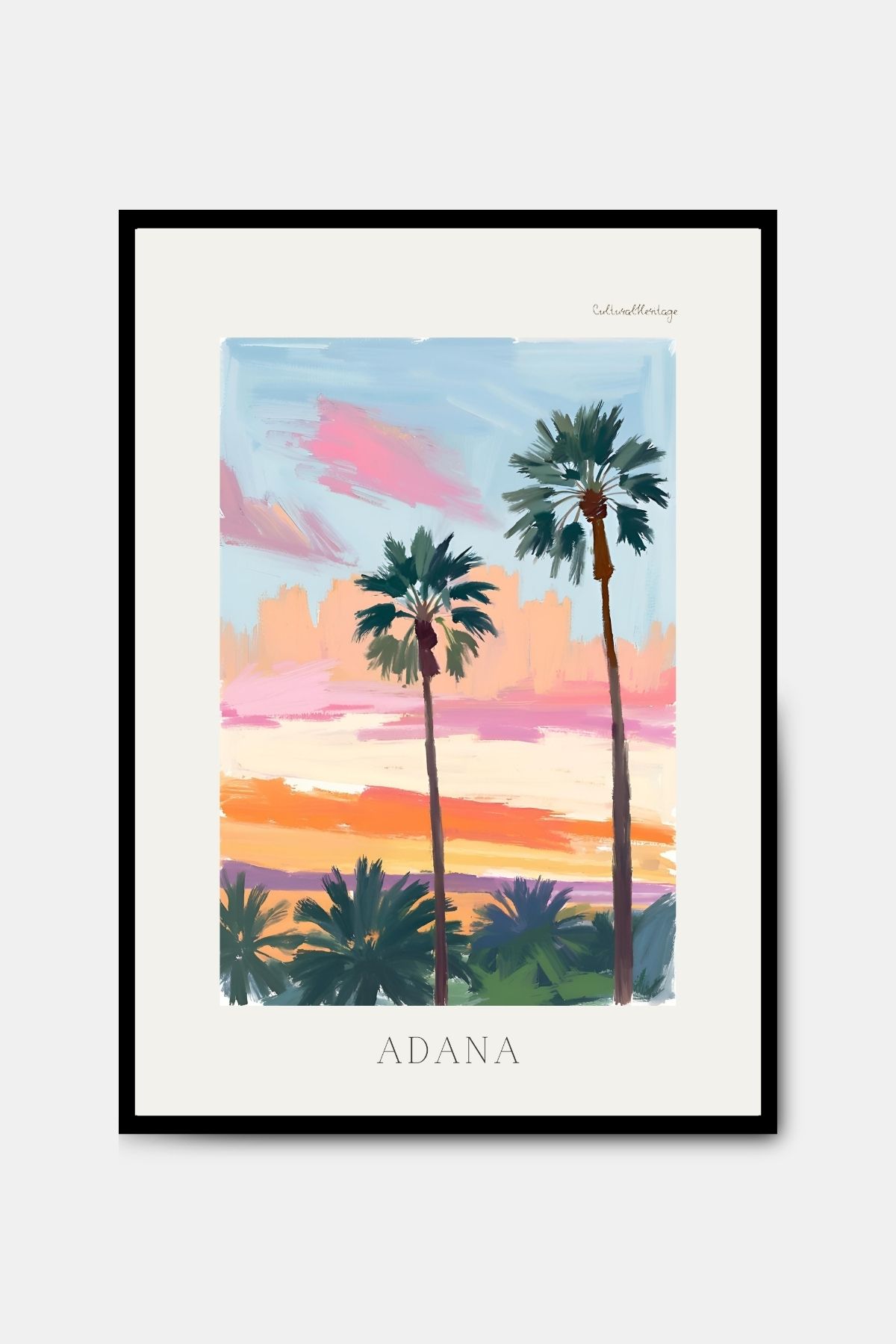 PİTAYA Adana Gün Batımı Poster - Çerçevesiz Tasarım Manzara Poster Yağlı Boya Tablo Adana Duvar Dekorasyonu
