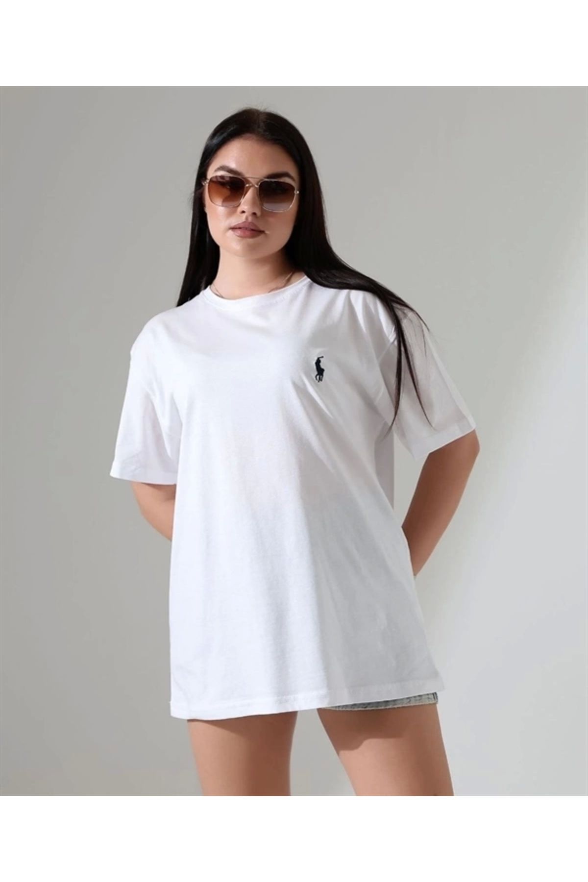 Lale Moda Pl nakış işlemeli Kadın T-Shirt