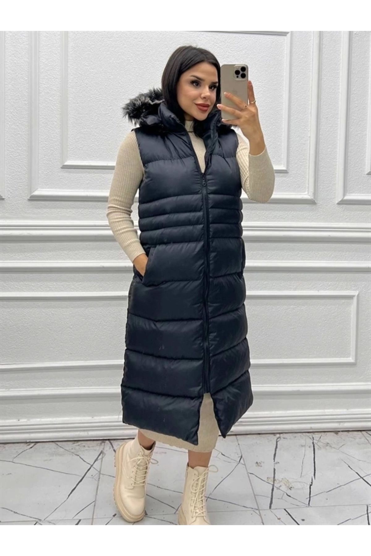 Lale Moda Uzun Şişme Yelek