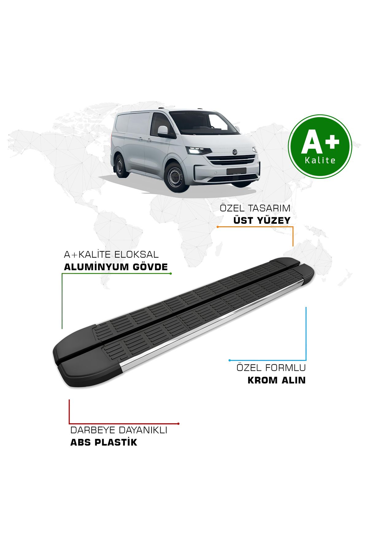 FA OTOMOTİV Volkswagen Transporter Yan Basamak Kısa Şasi 2025 Model ve Sonrası S-Line