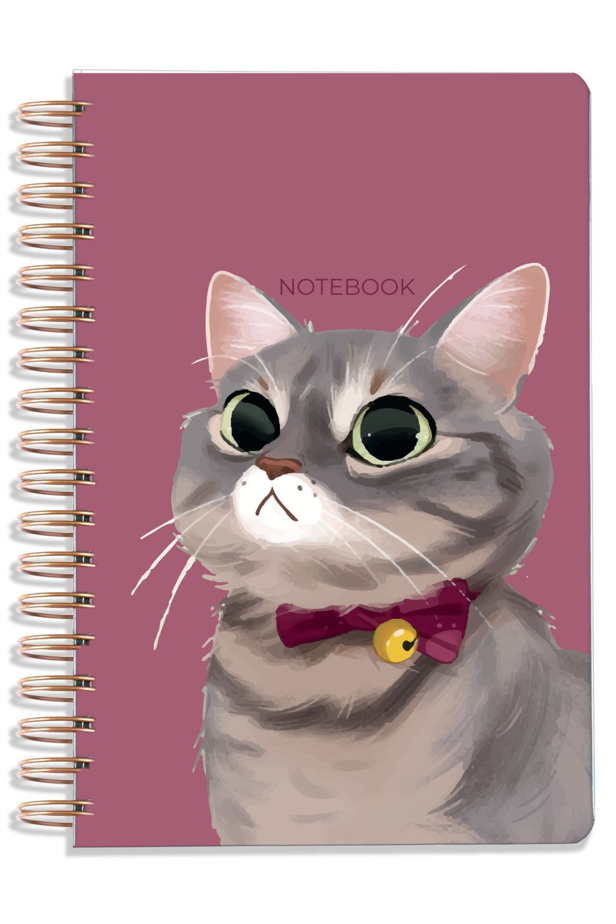 Crow Notebook A5 15x21 Cm Lastikli Spiralli Sert Kapak Tarihsiz Çizgili Not Defteri Kedili