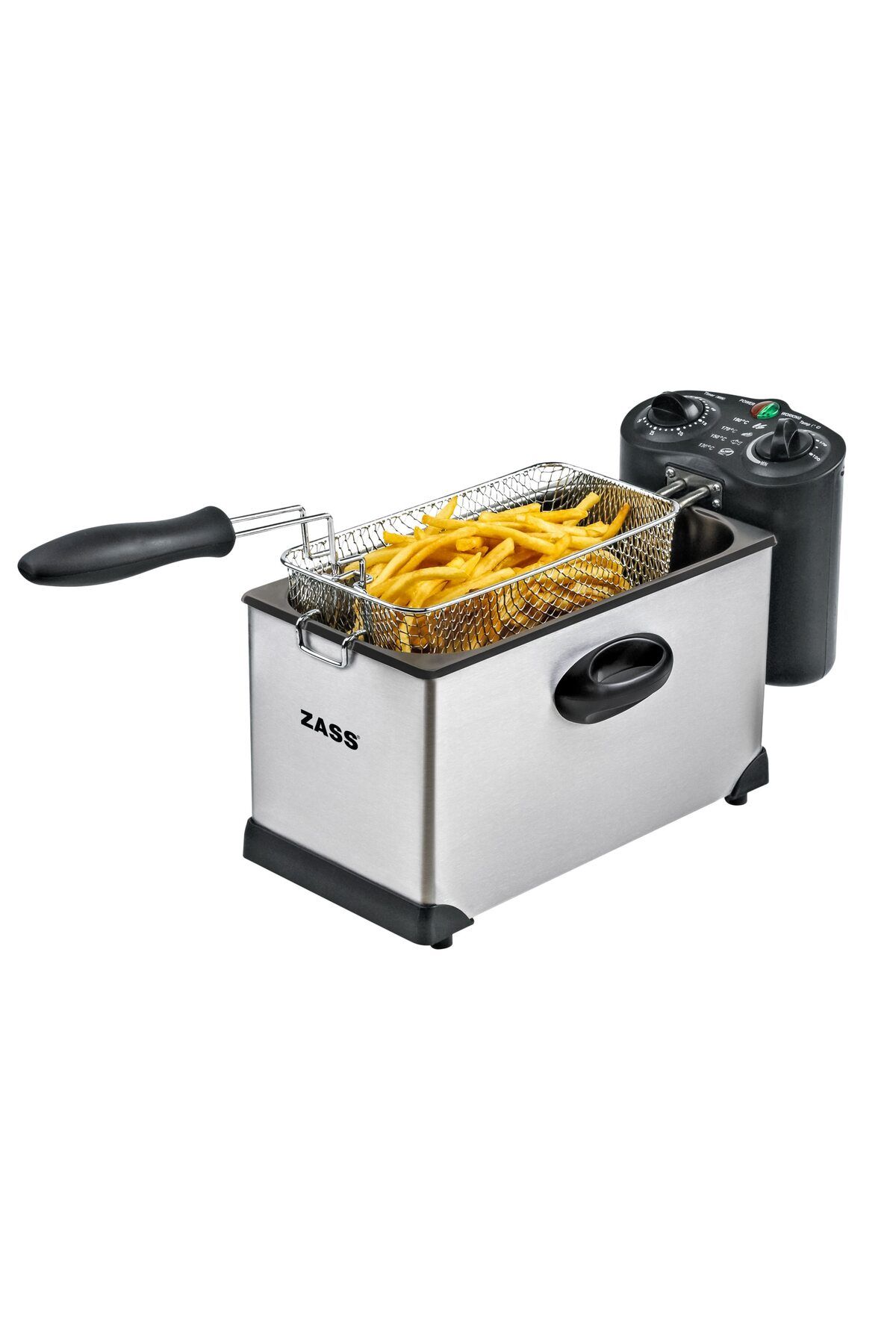 Zass Friteuză Zdf 02, Putere 2000w, Capacitate 3l, Cronometru 30min, Termostat Reglabil 130-190 Grade - One Size