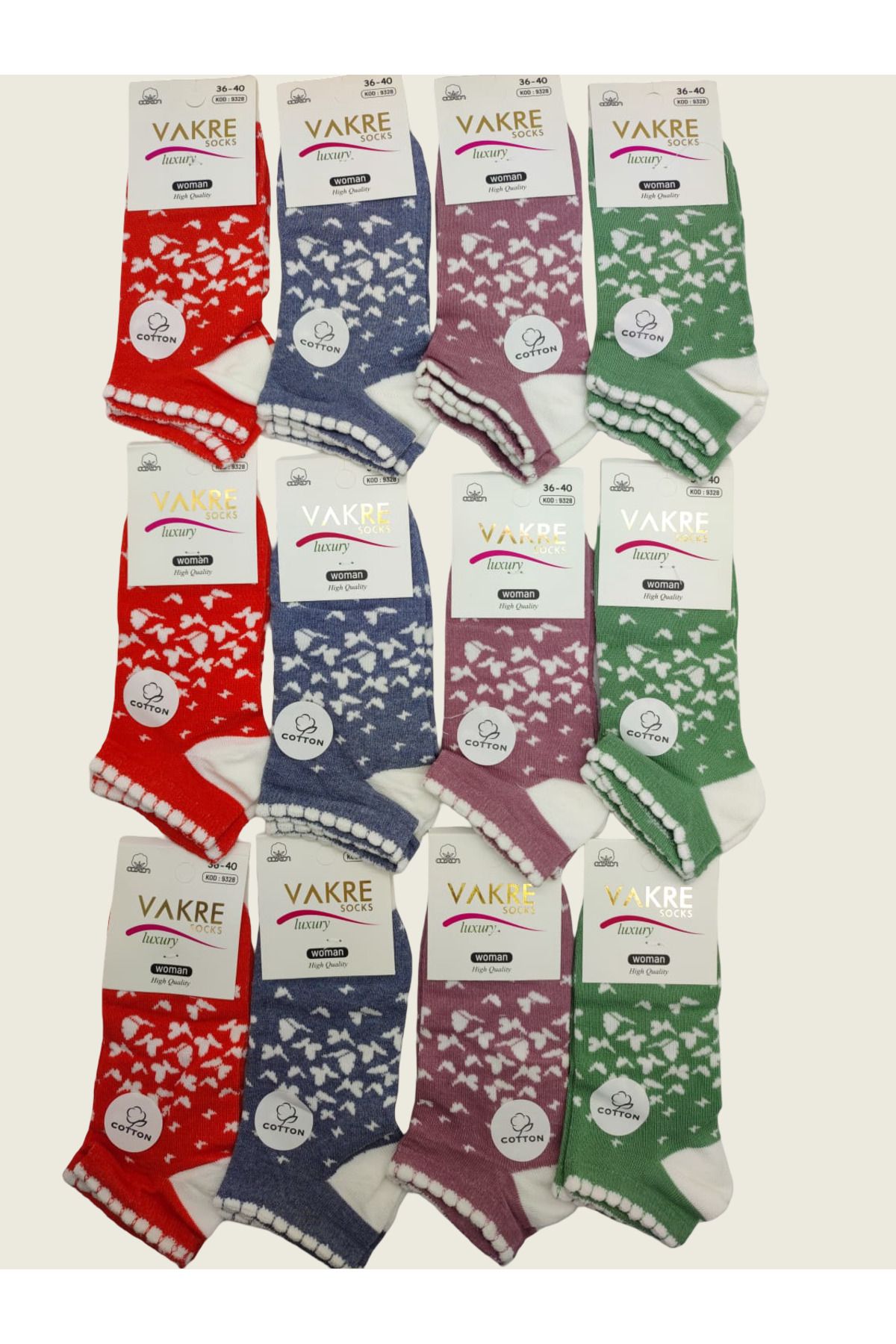 BEYAZTOPTAN %100 COTTON KADIN 12'Lİ RENKLİ PATİK EKONOMİK PAKET KISA SPOR SNEAKERS ÇORAP